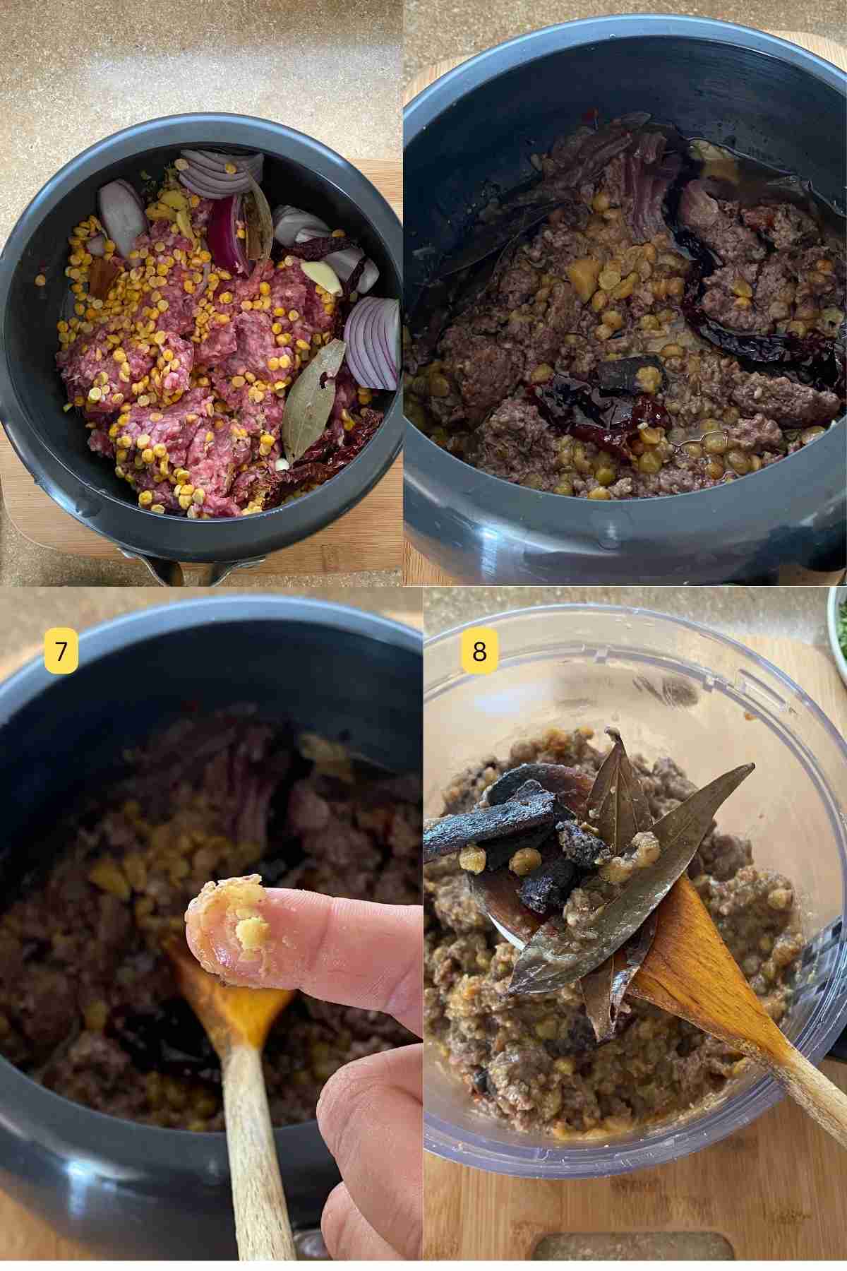 Process shots of showing how to make shami kebab.