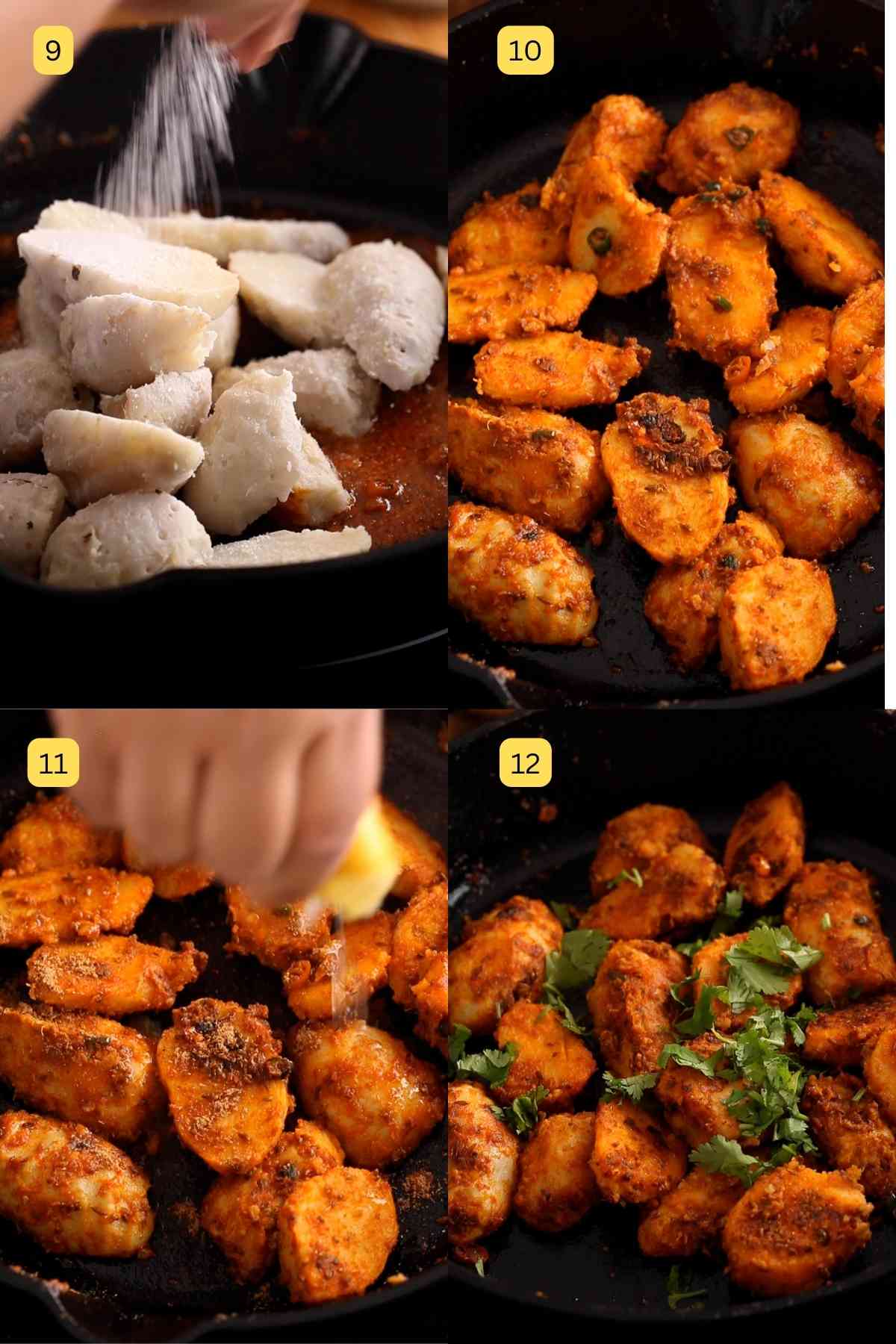 Step Pictures of making Arbi fry.