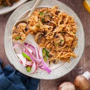 Instant Pot Mushroom pulao featured image.