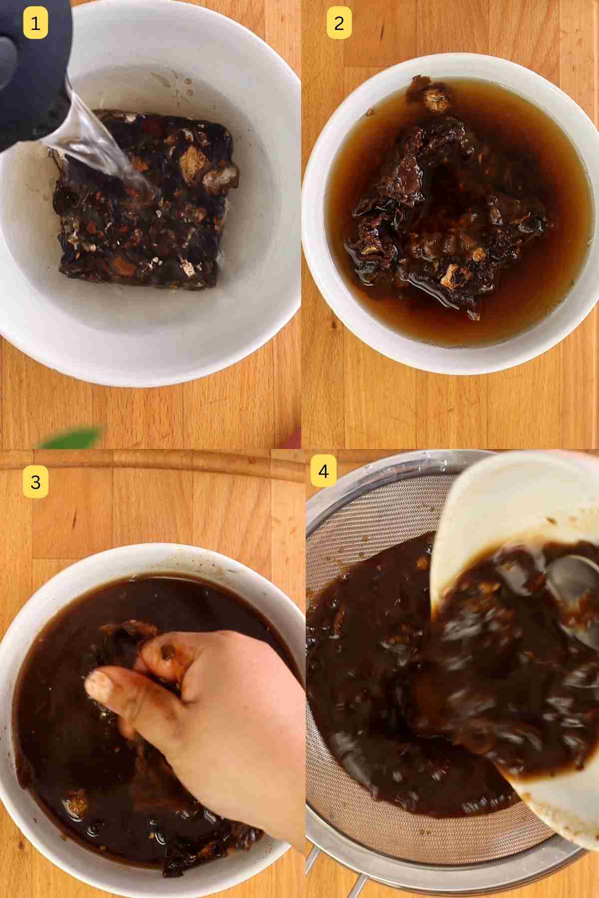 Soaking and de seeding tamarind.