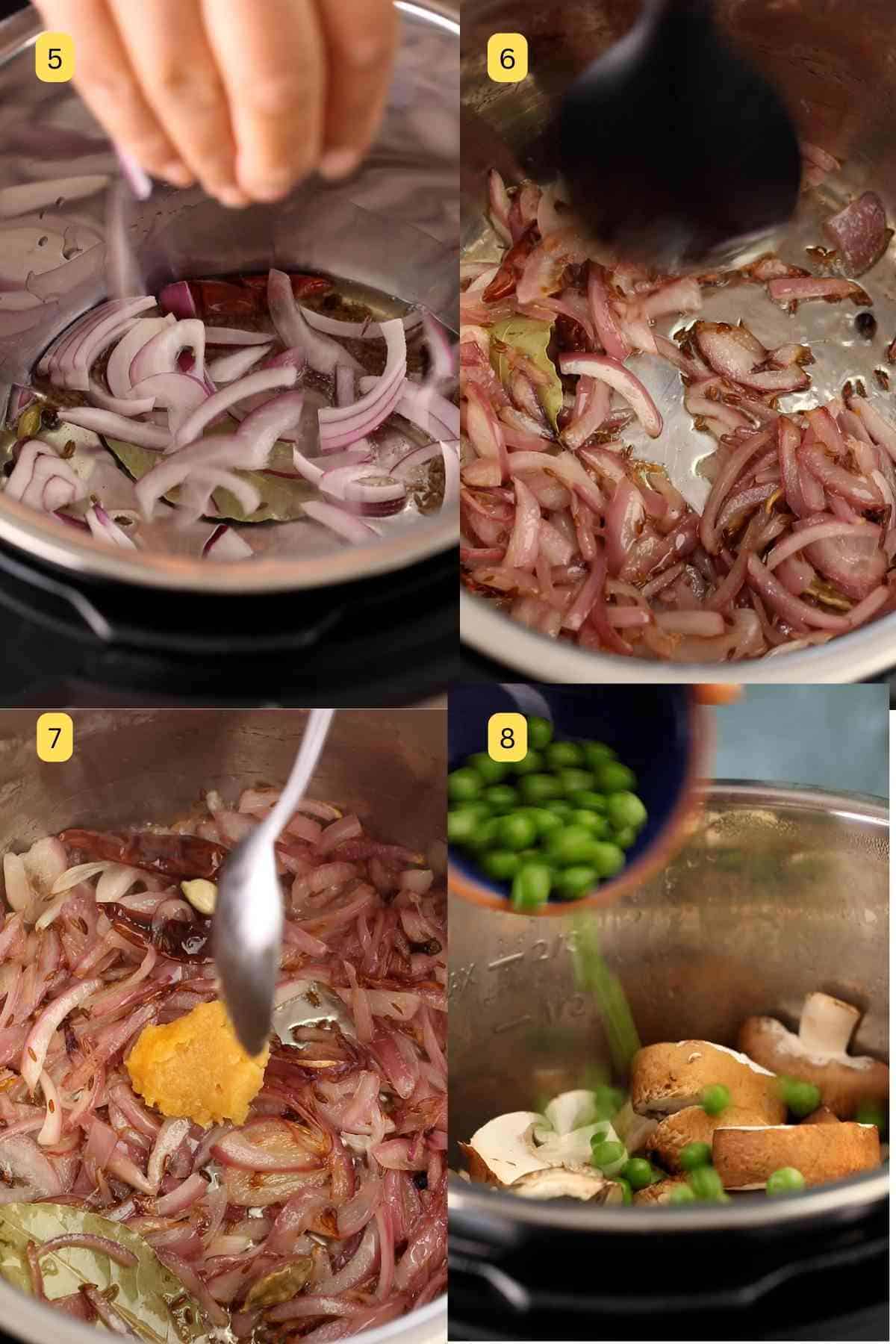 Sautéing onions and mushrooms in instant pot.