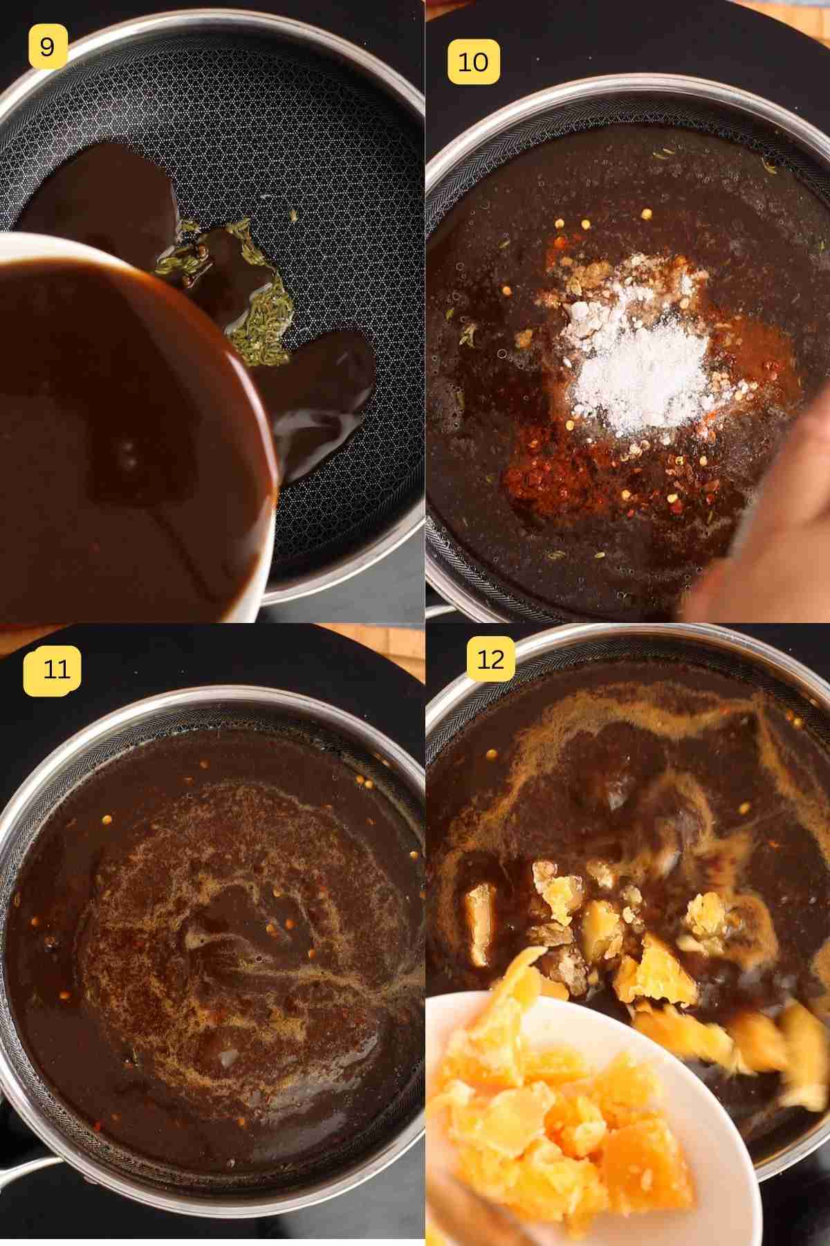 Steps images showing how to make tamarind chutney.