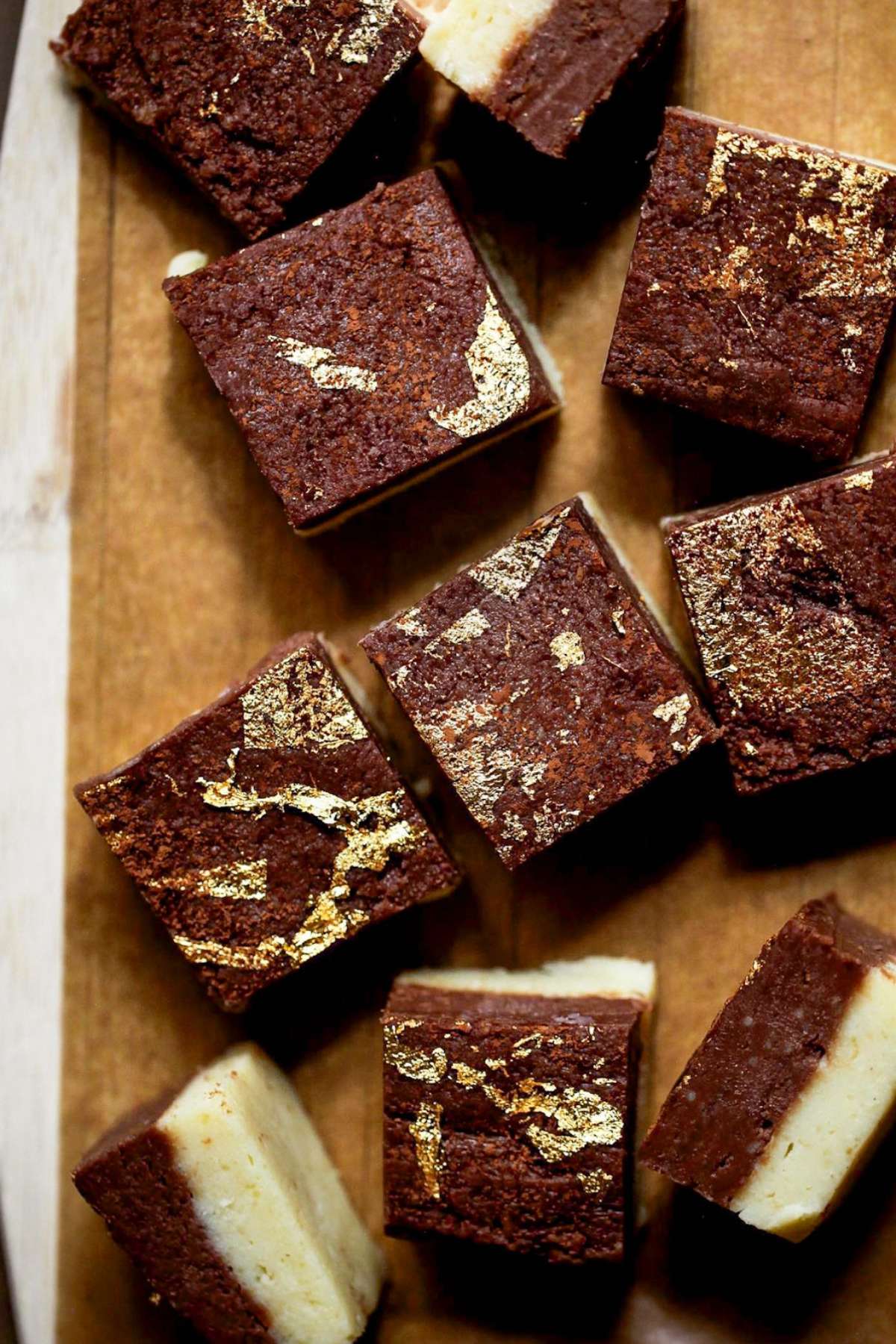 Close up view of chocolate barfi. 