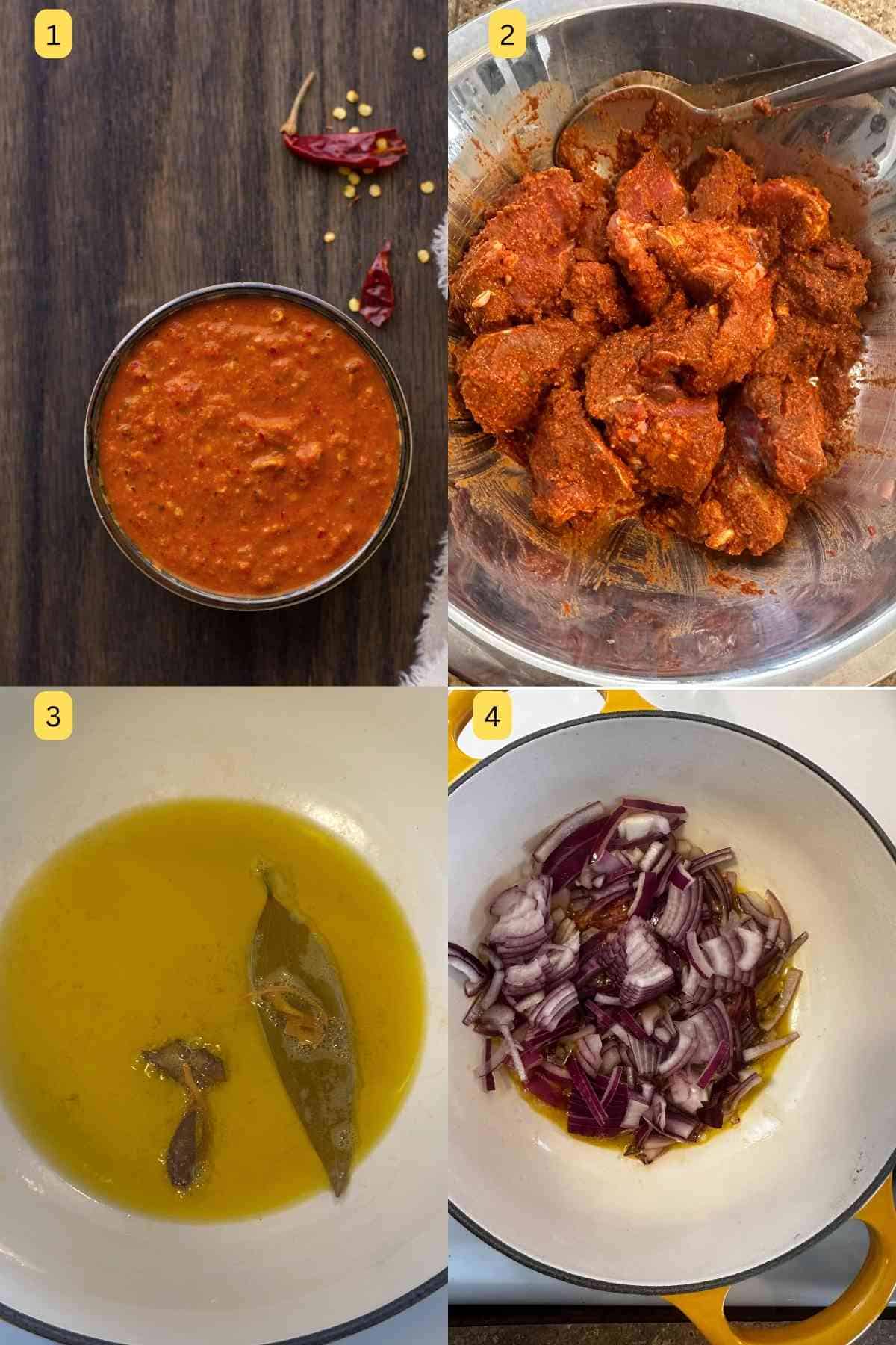 Marinating lamb for making lamb and potato curry.