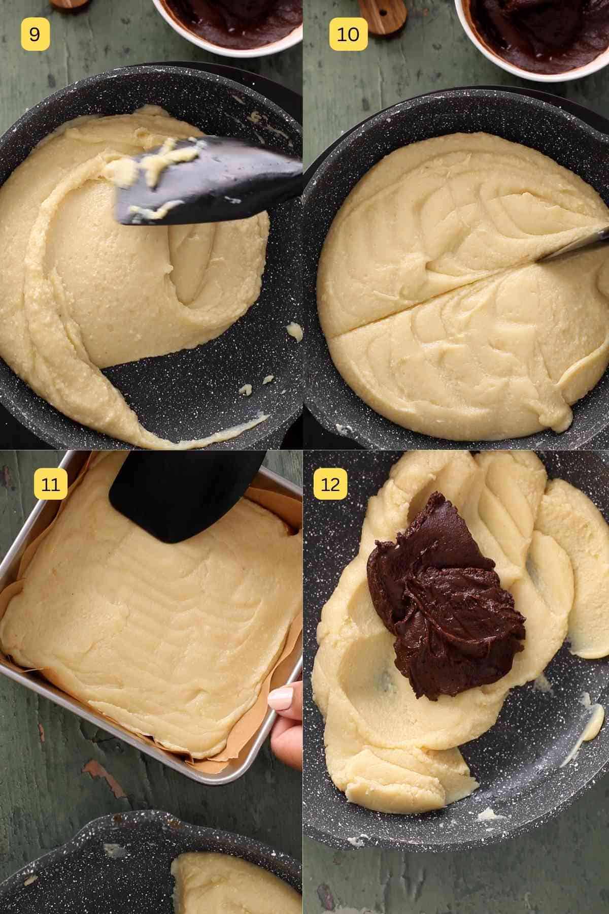 Making the chocolate burfi mixture.