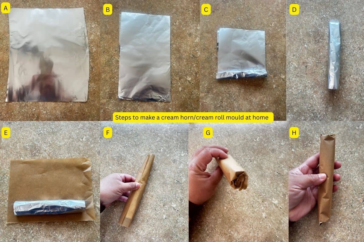 Making cream roll mould at home. 