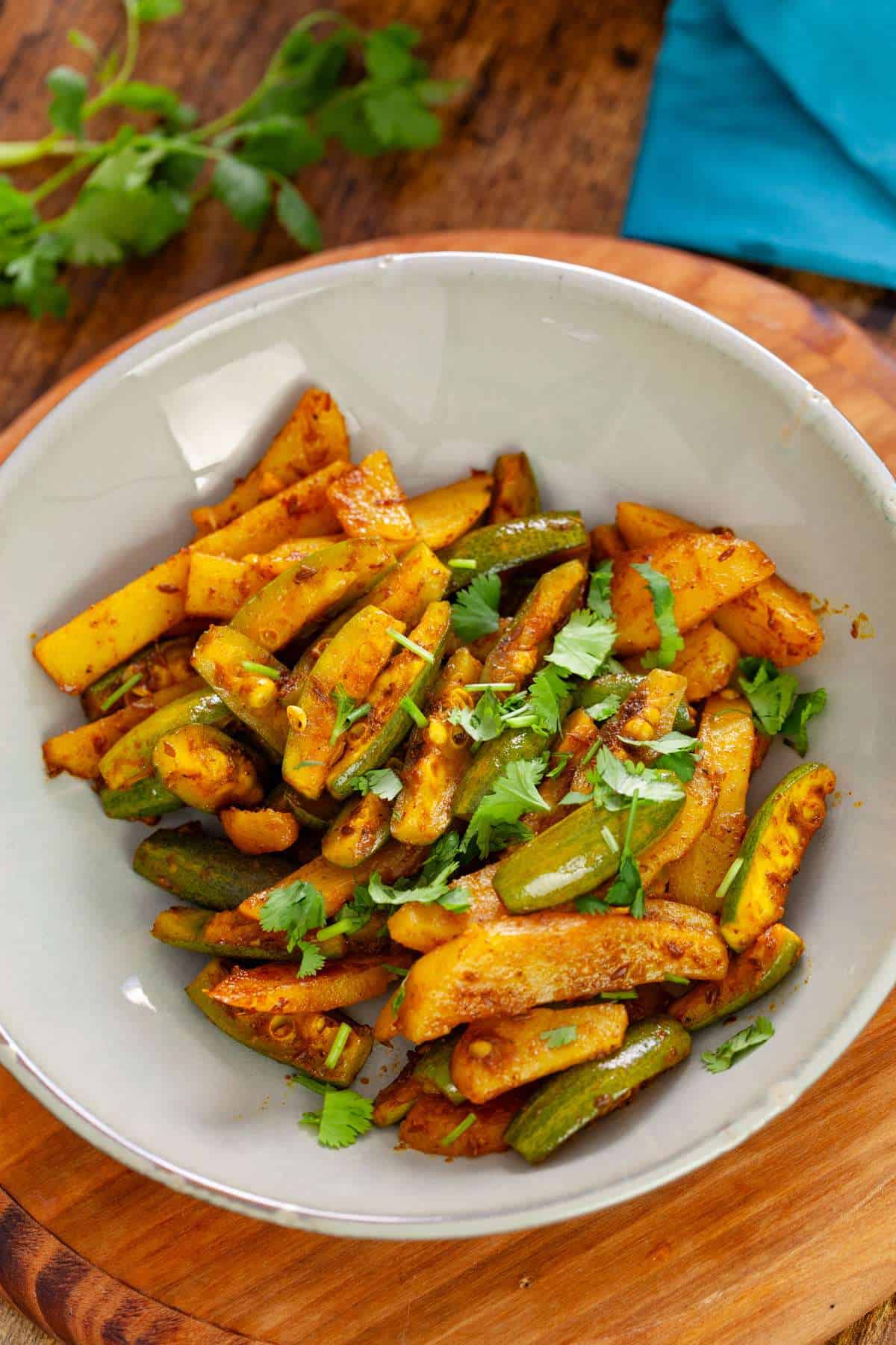 Top down imgae of parval ki sabzi.