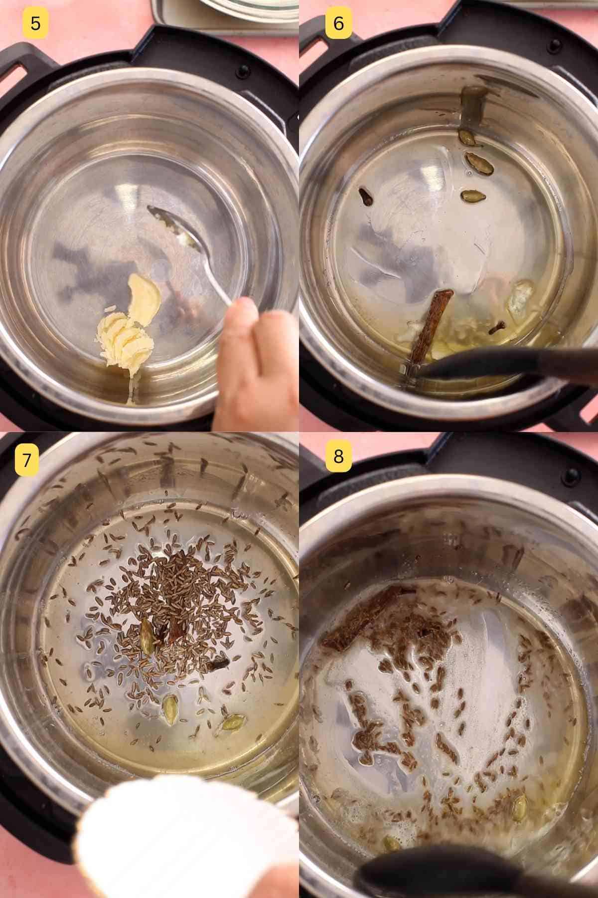 Frying spices in instant pot.