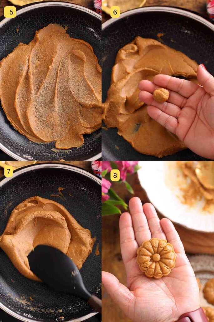 Making chai masala peda mixture.