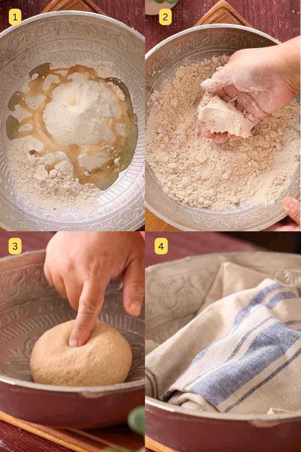 Making kachori dough.