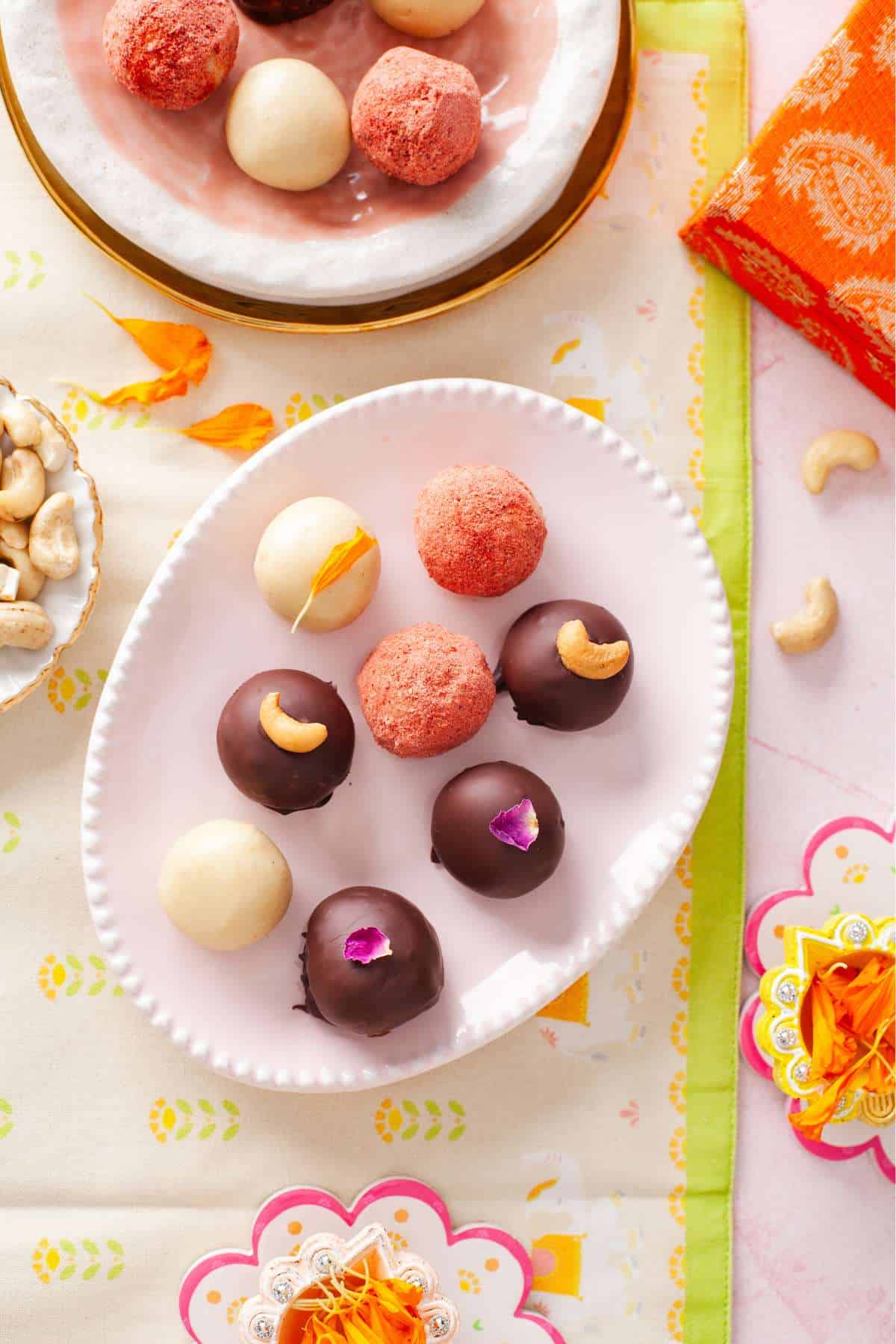 Plate of cashew truffles.