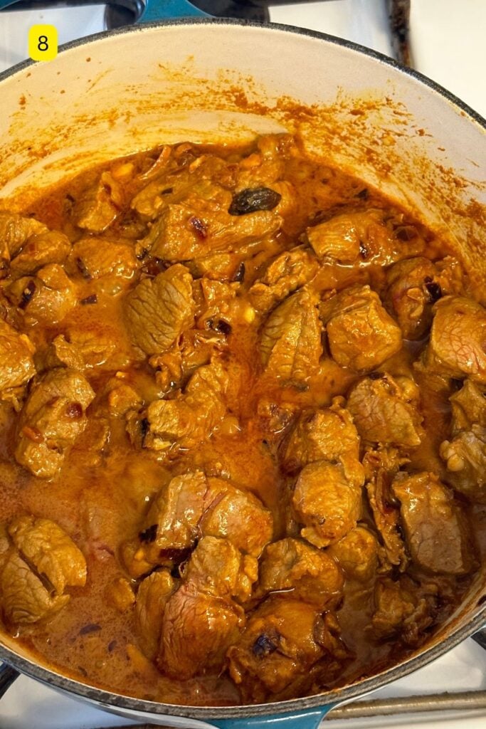 Lamb starting to release its juices.