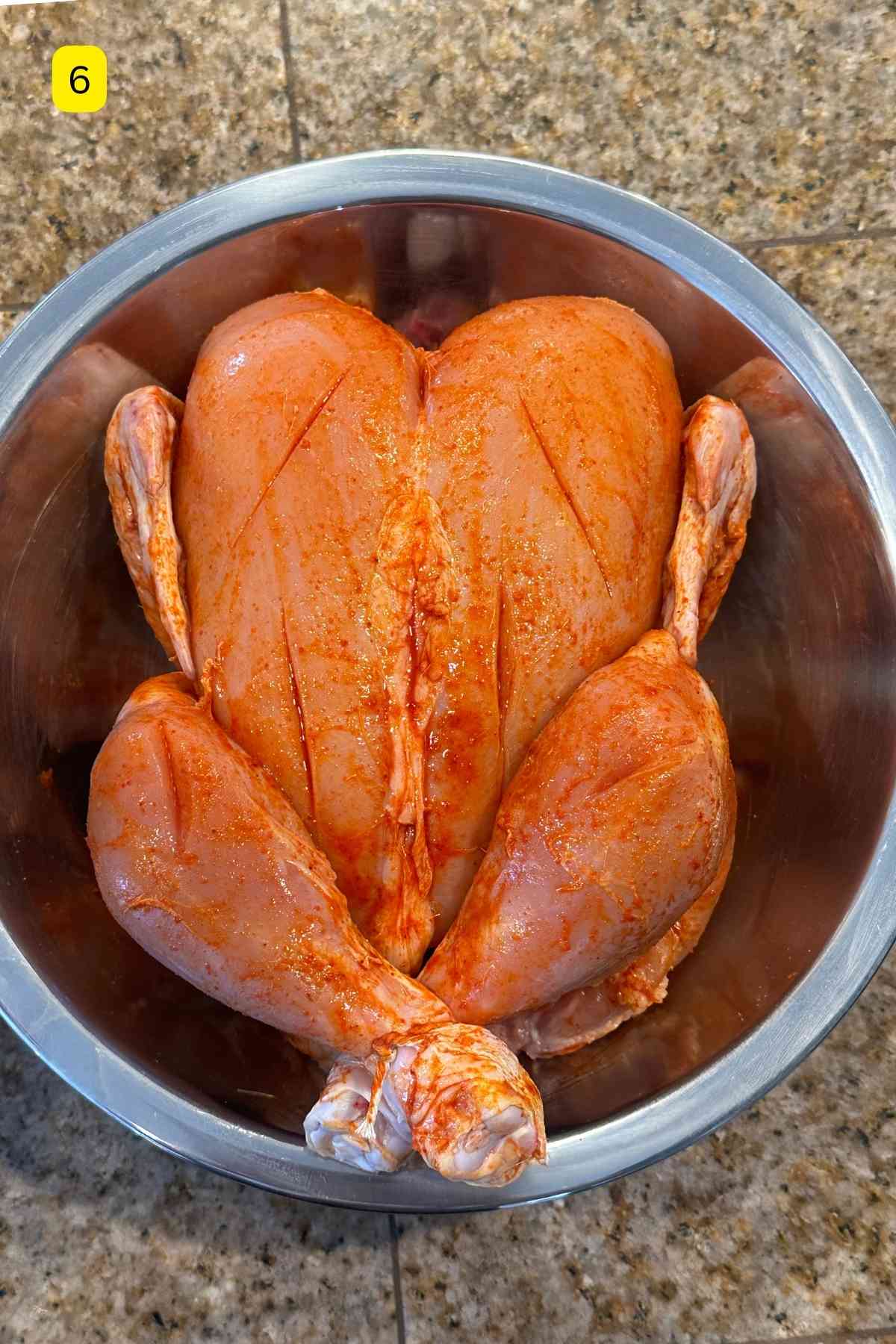 Chicken ready for first marination.