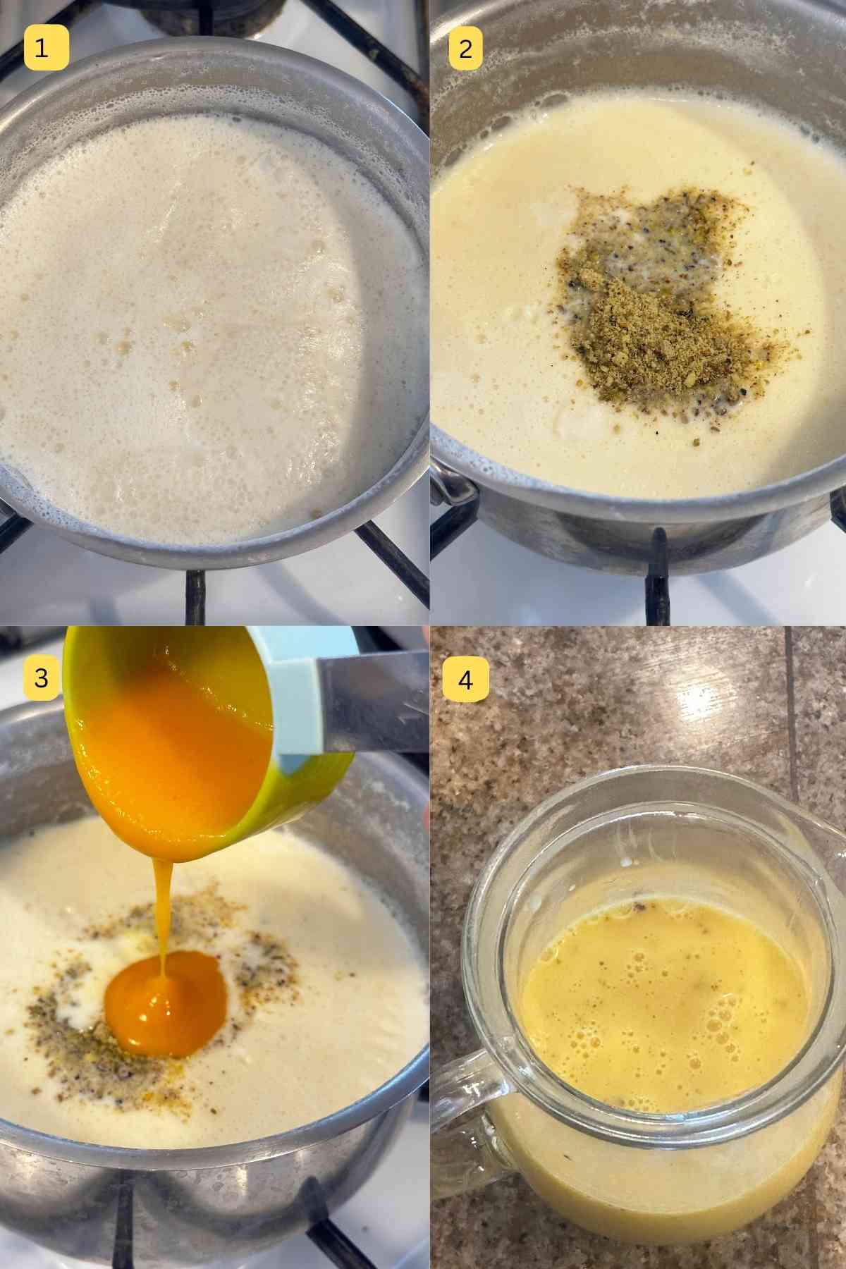 Making Mango rasmalai milk.