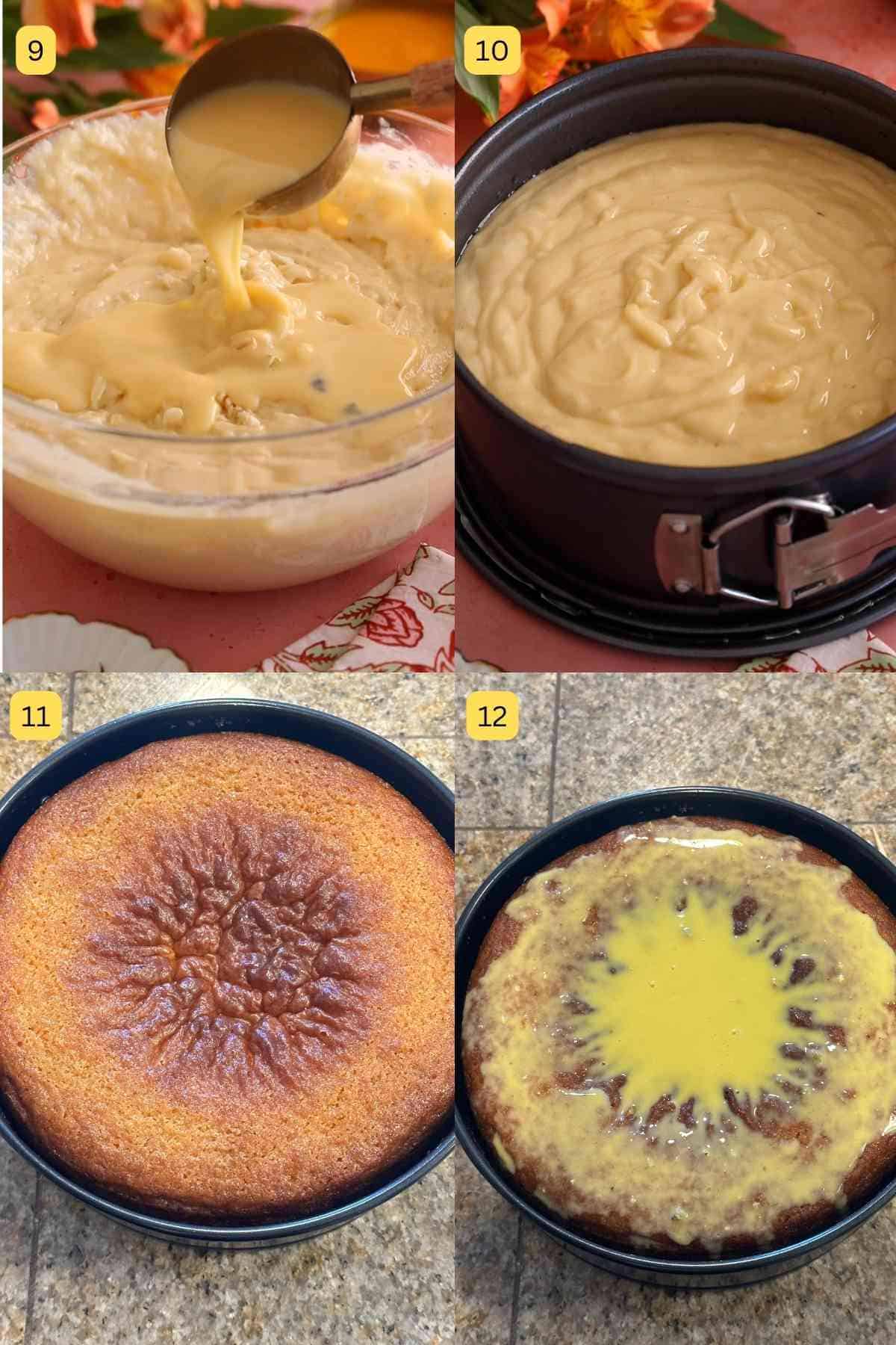 Soaking cake in rasmalai milk.