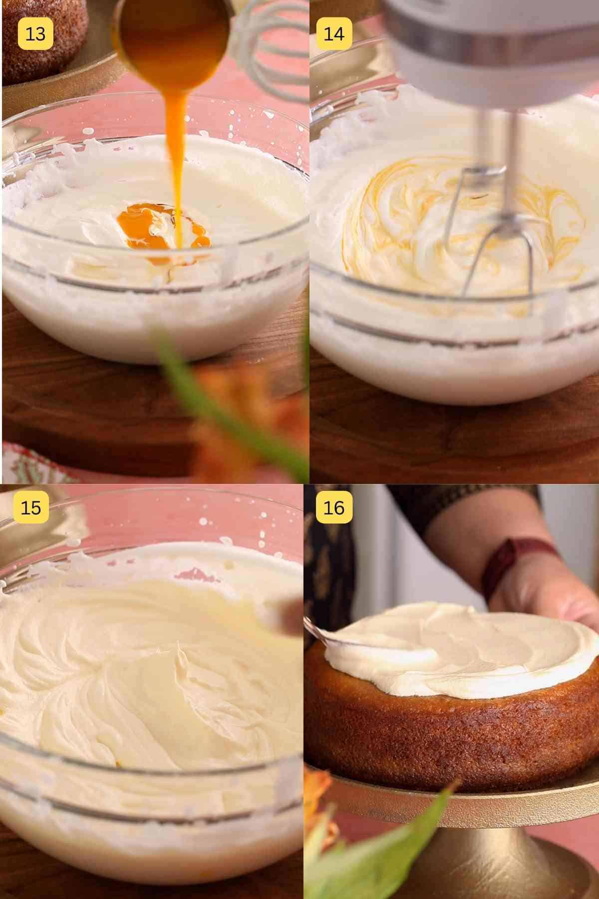 making mango whipped cream.