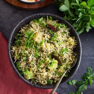 Instant pot Methi Pulao Featured Image.
