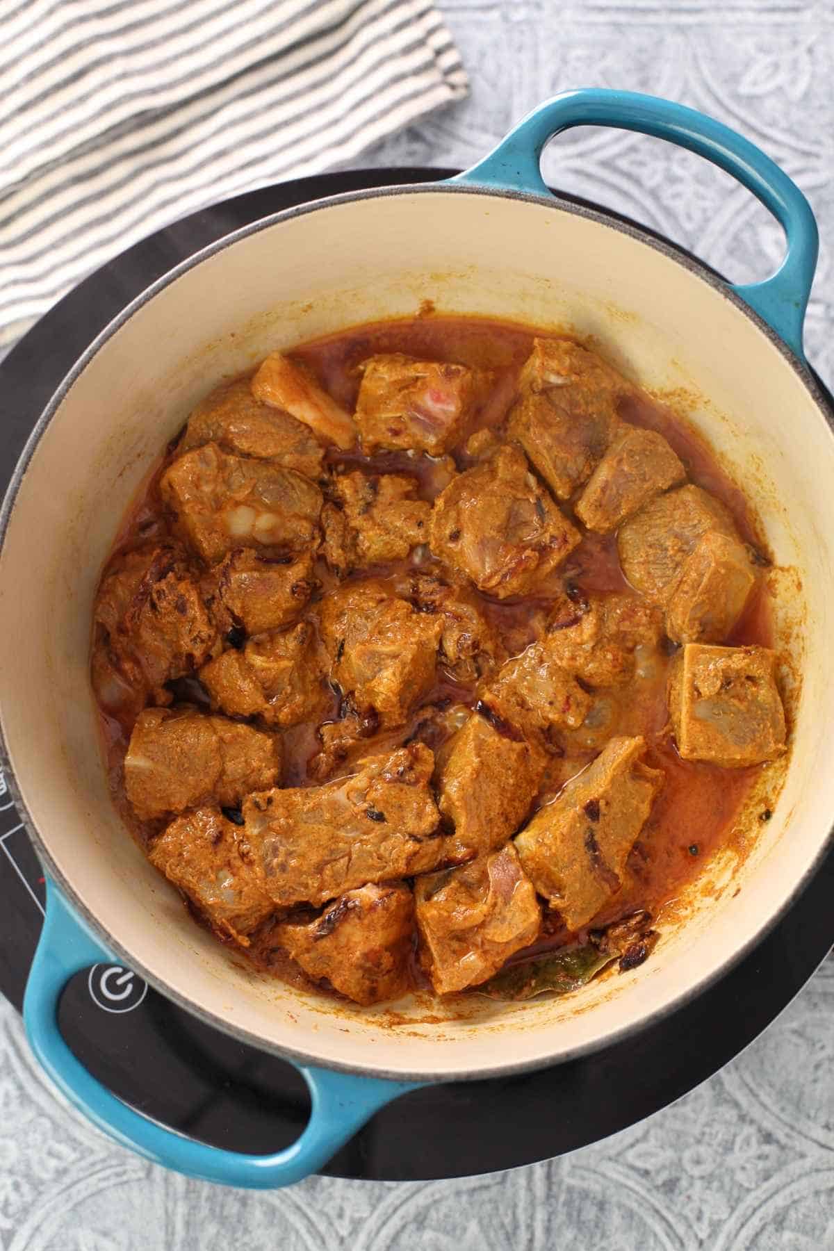 Meat starts to release its juices.