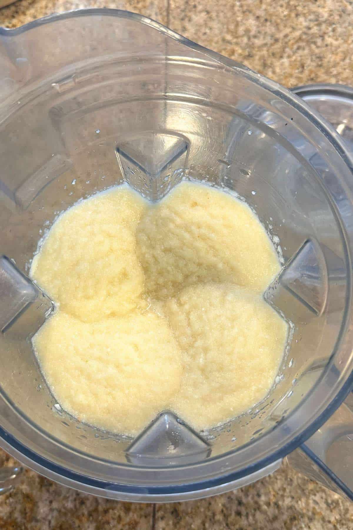 Smooth garlic paste after blending.