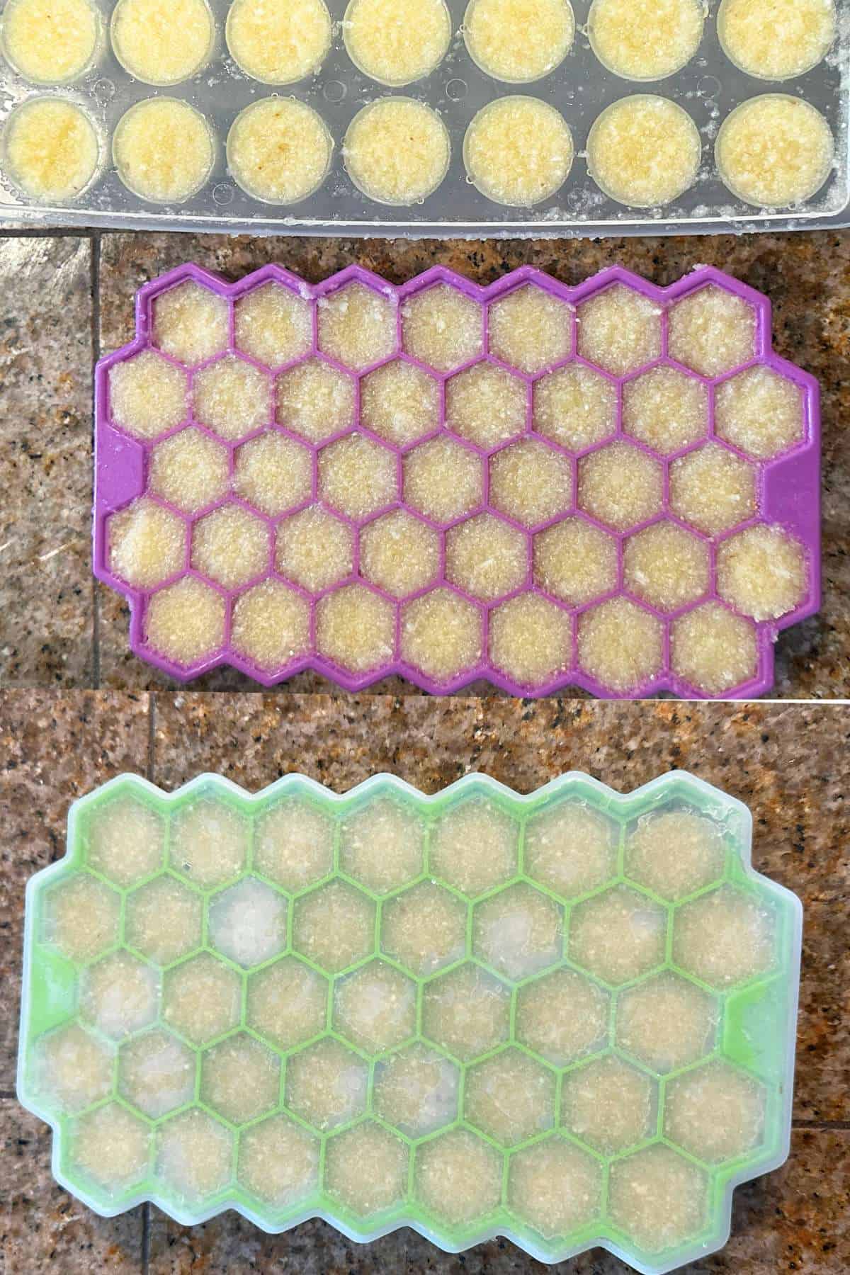 Garlic Paste ready to freeze in silicone molds.