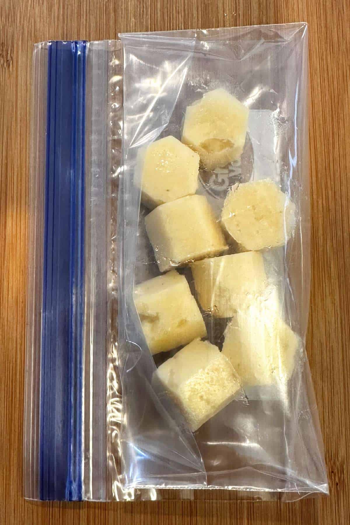 Frozen garlic cubes in ziploc bags.
