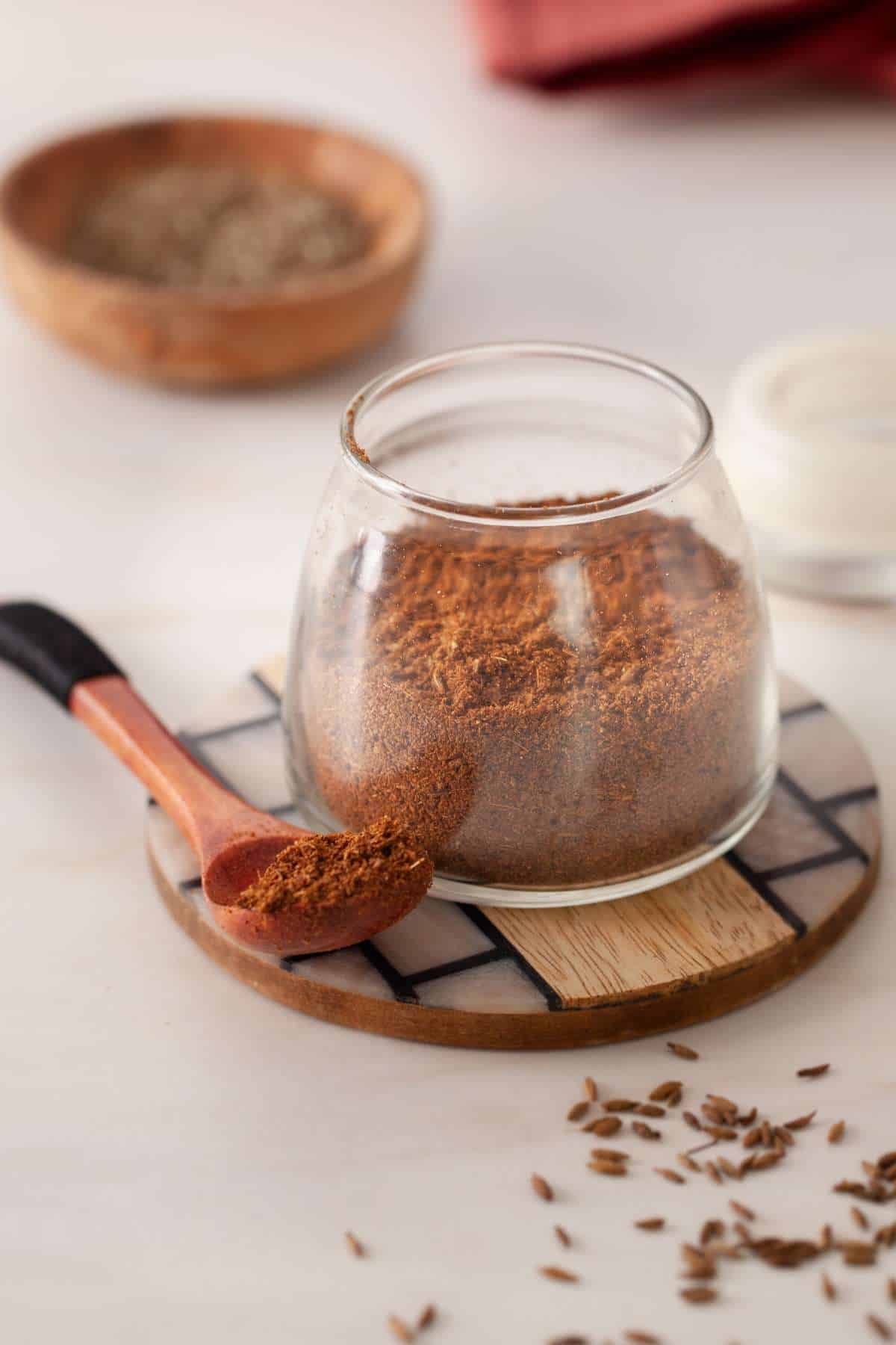 Roasted Cumin Ppwder in a small glass jar. 