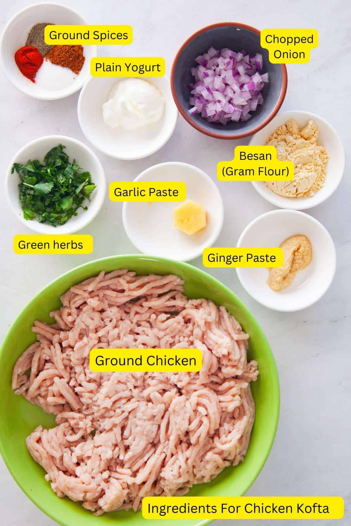 Ingredients for Chicken kofta.