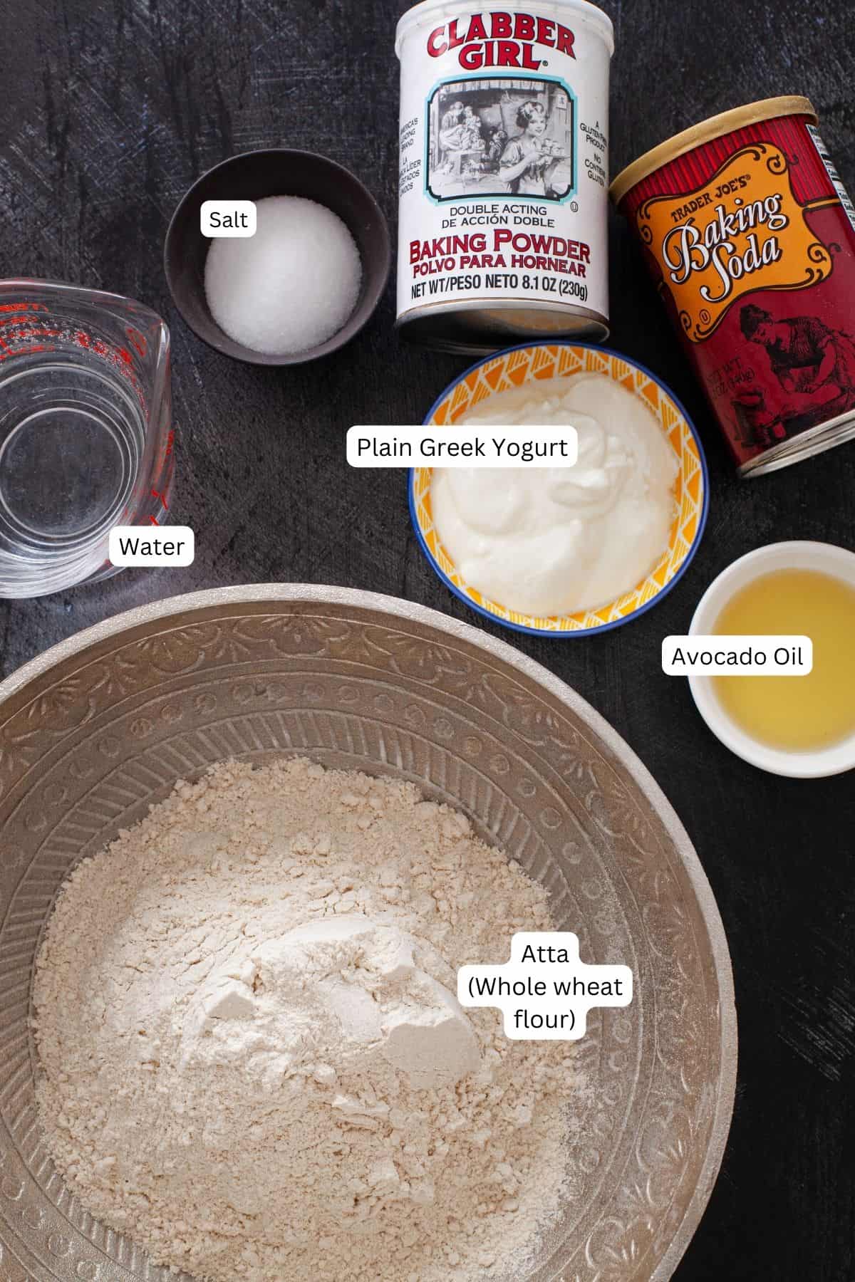 Ingredients for tandoori roti.