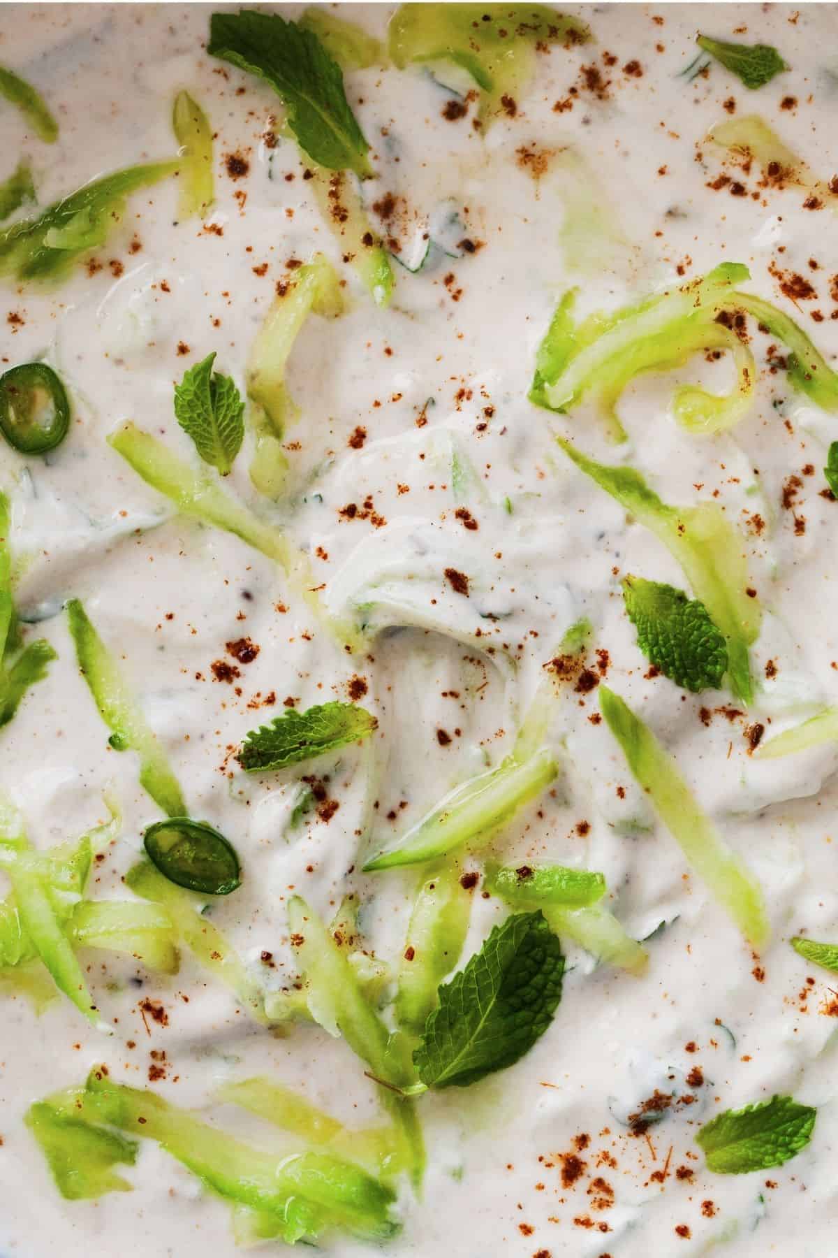 Macro shot of raita.
