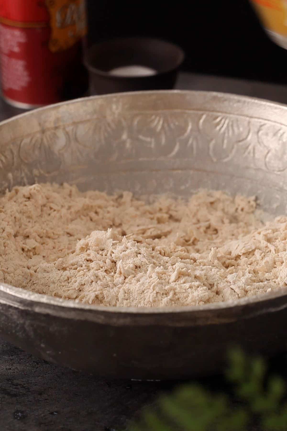 Flour mixture after mixing in the yogurt.