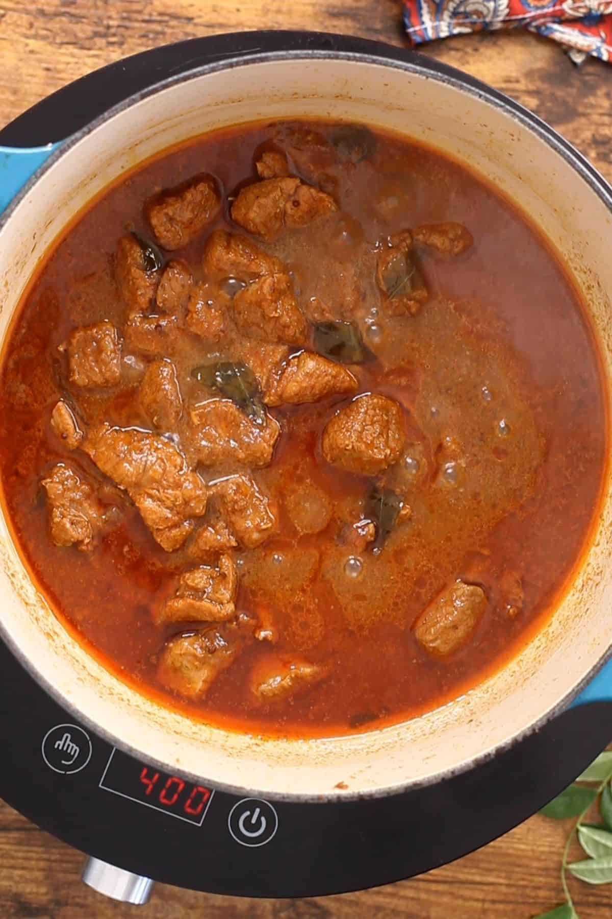 Lamb vindaloo curry is ready.