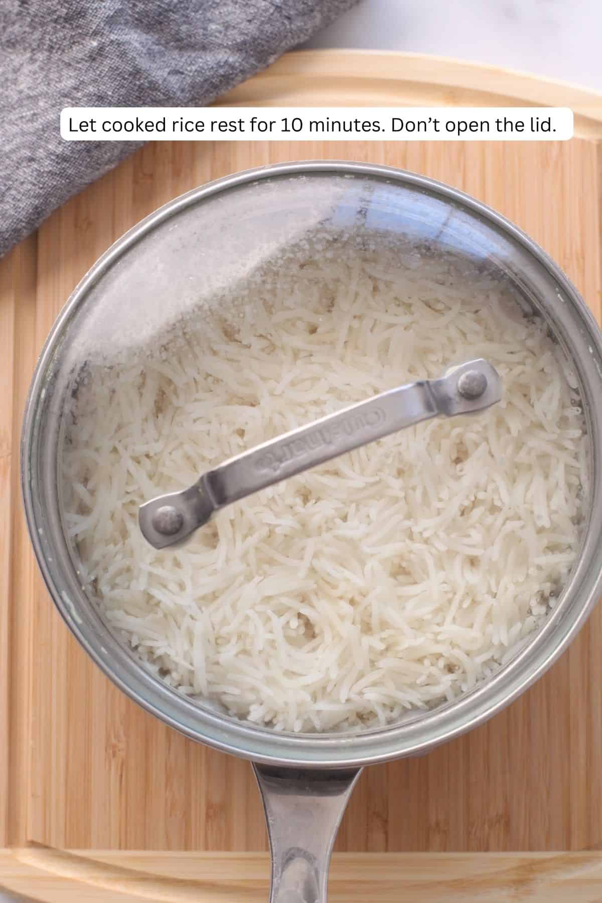 Cooked rice is resting.