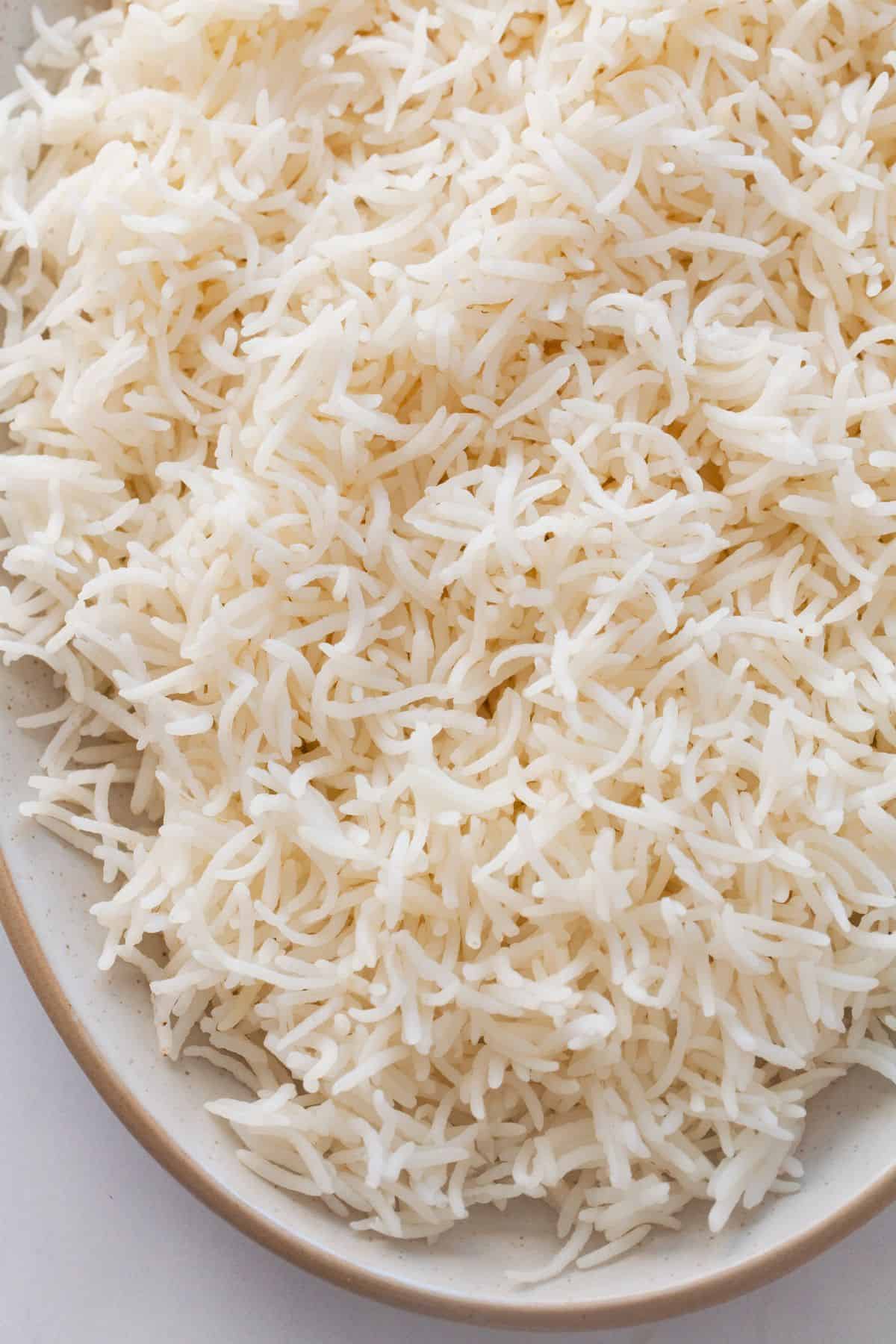 Closeup view of seperate rice grains.