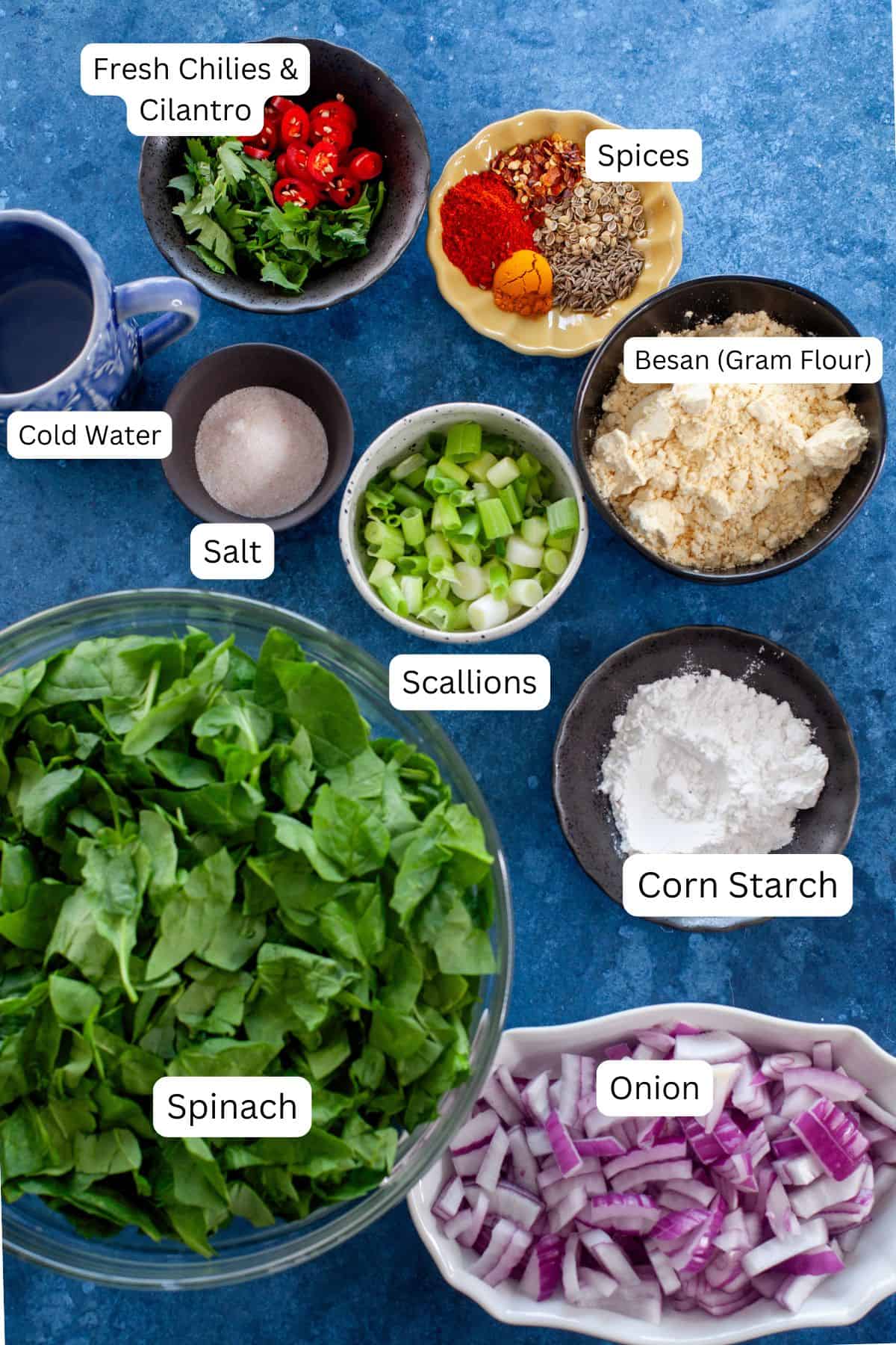 Ingredients needed for palak pakora.