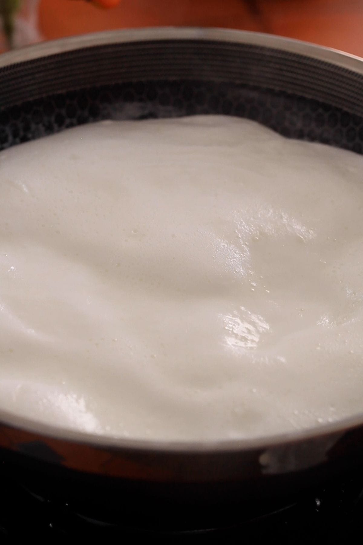 Milk has come to a rolling boil.