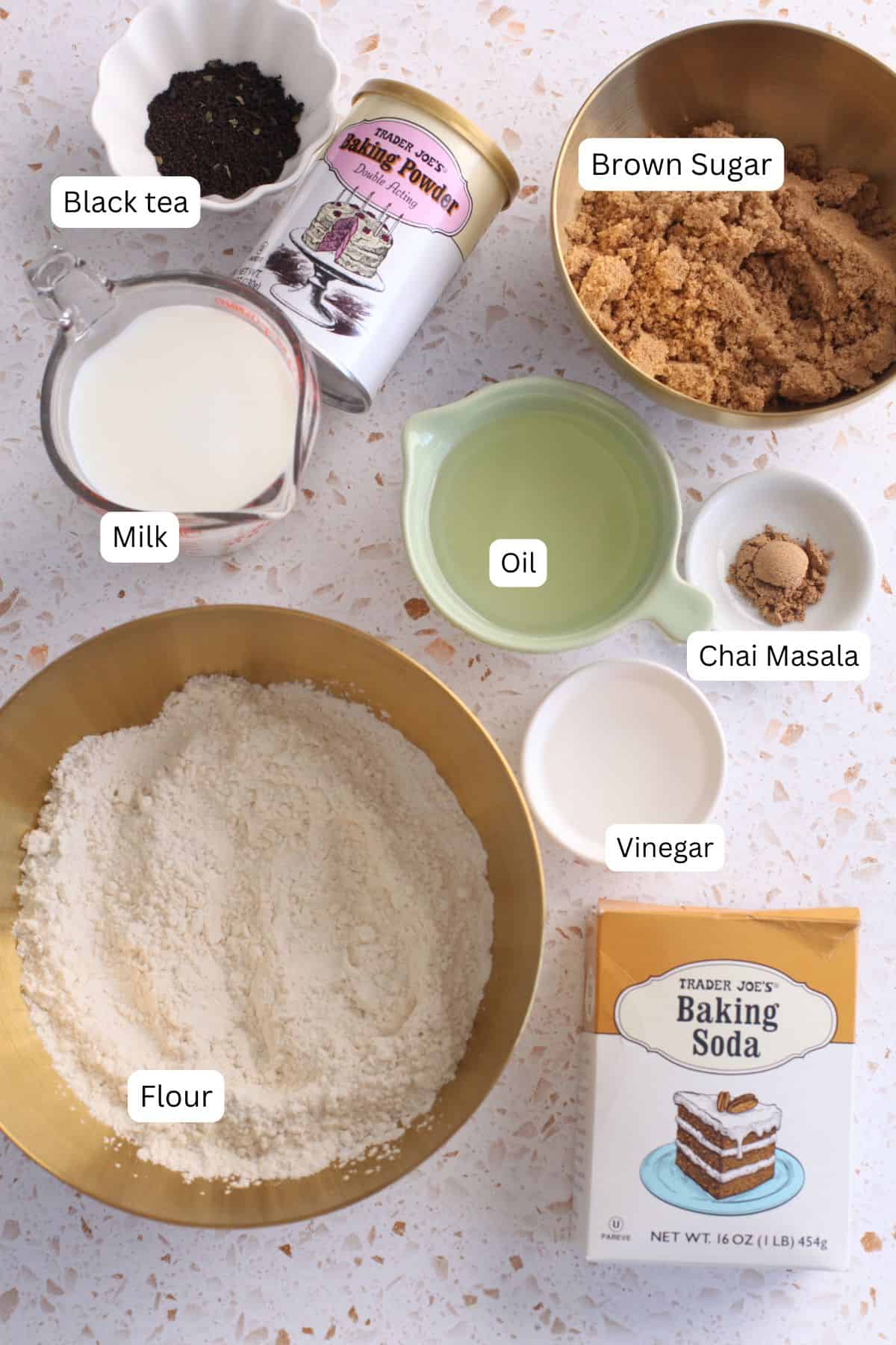 Ingredients Needed to Make Chai cake.