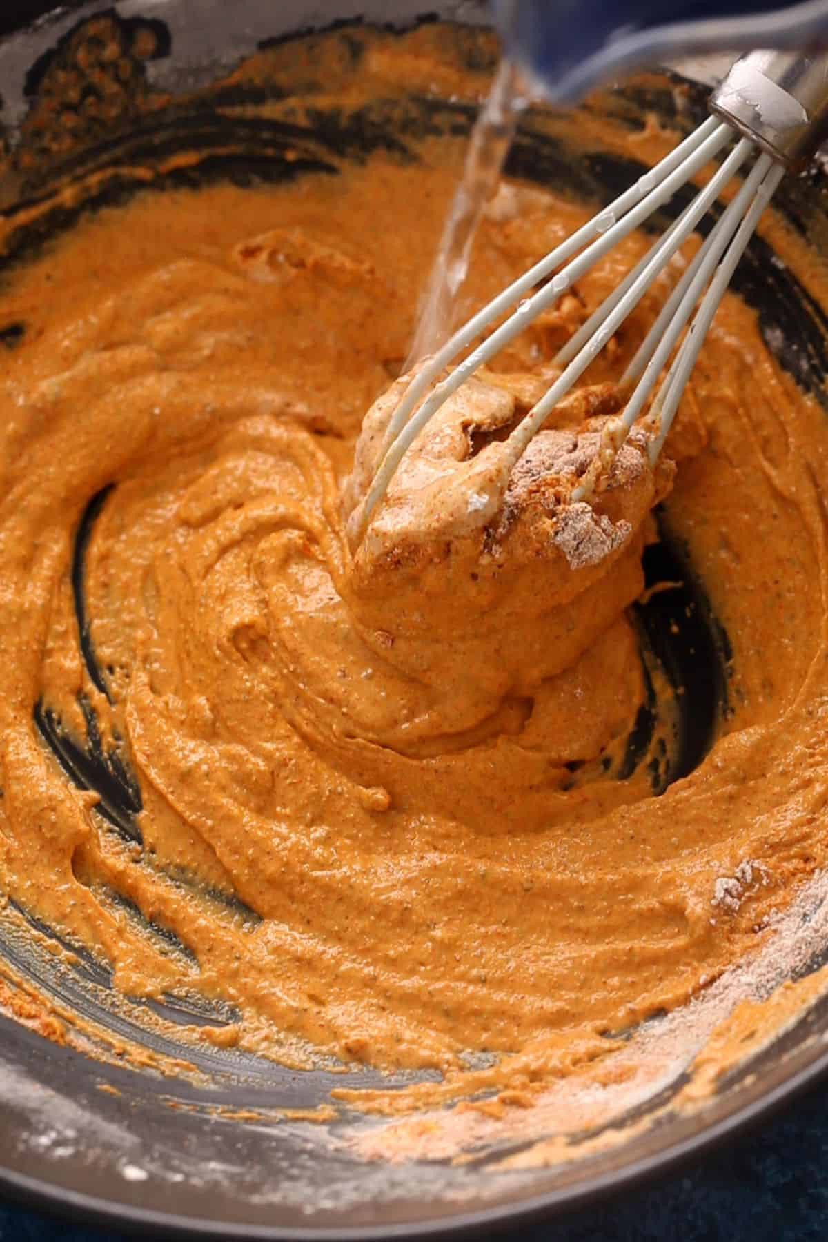 Water is added to make a batter.