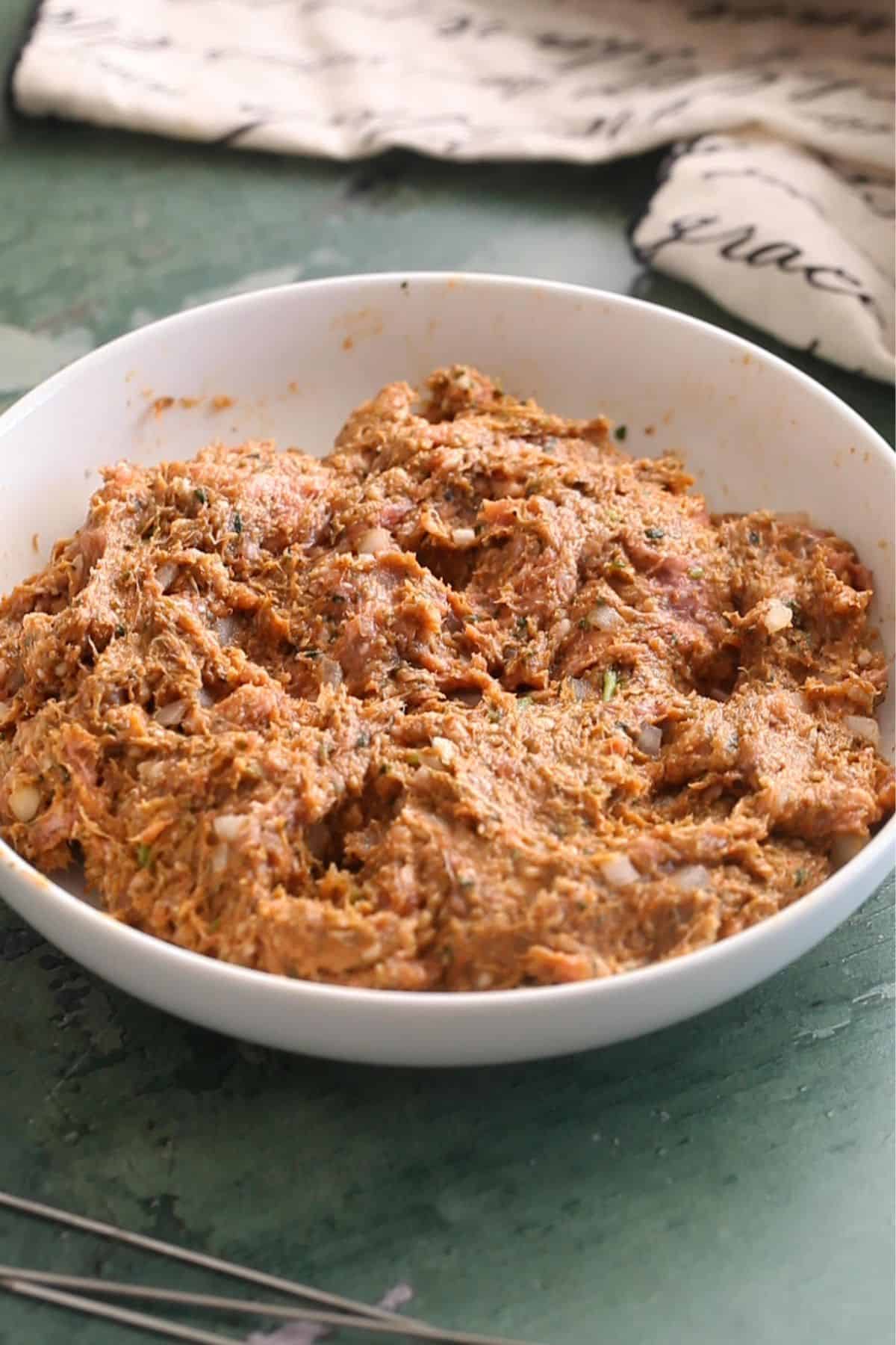 Lamb seekh kebab mixture is ready.