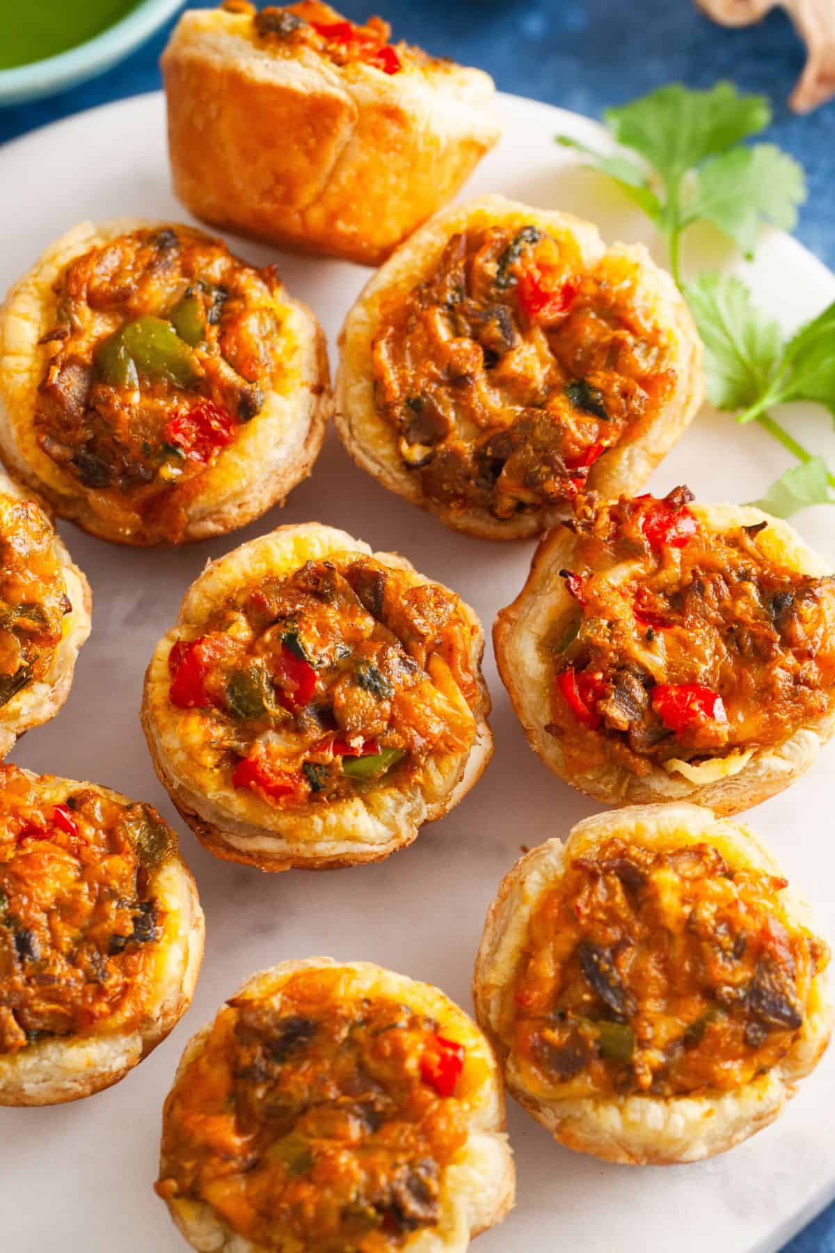 Close up of mushroom tartlets.