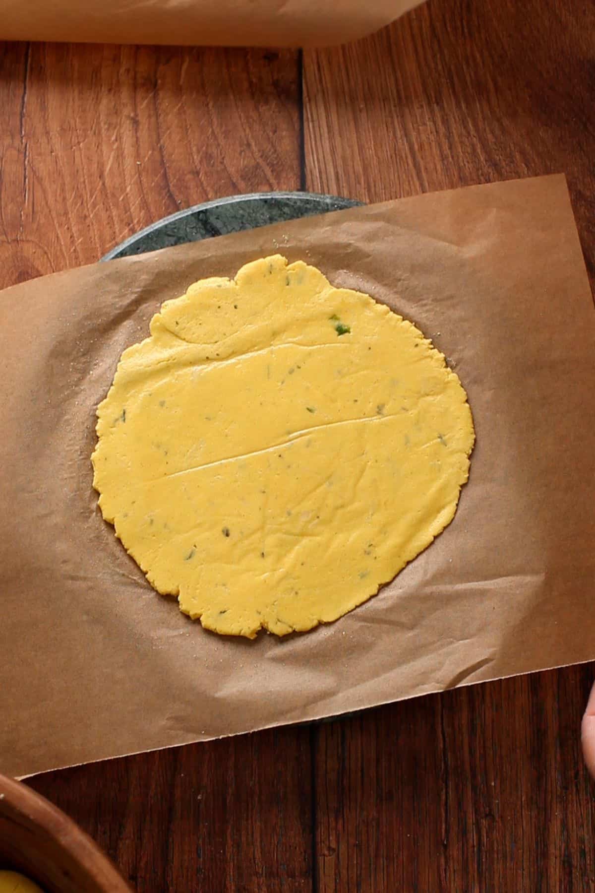 Hand rolled makki ki roti. 