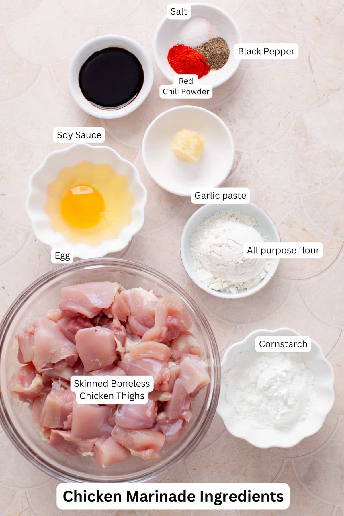 Ingredients for chicken marinade.