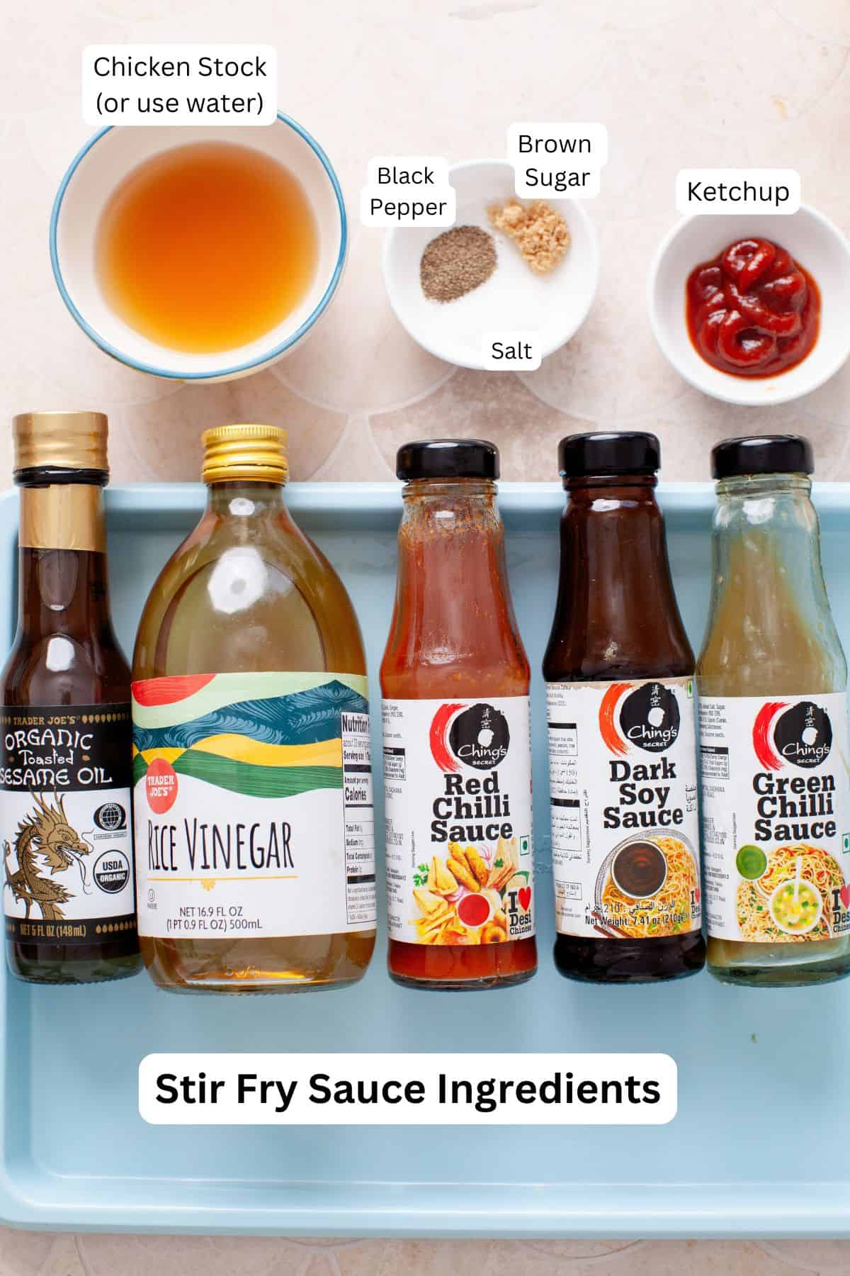 Ingredients for stir fry sauce.