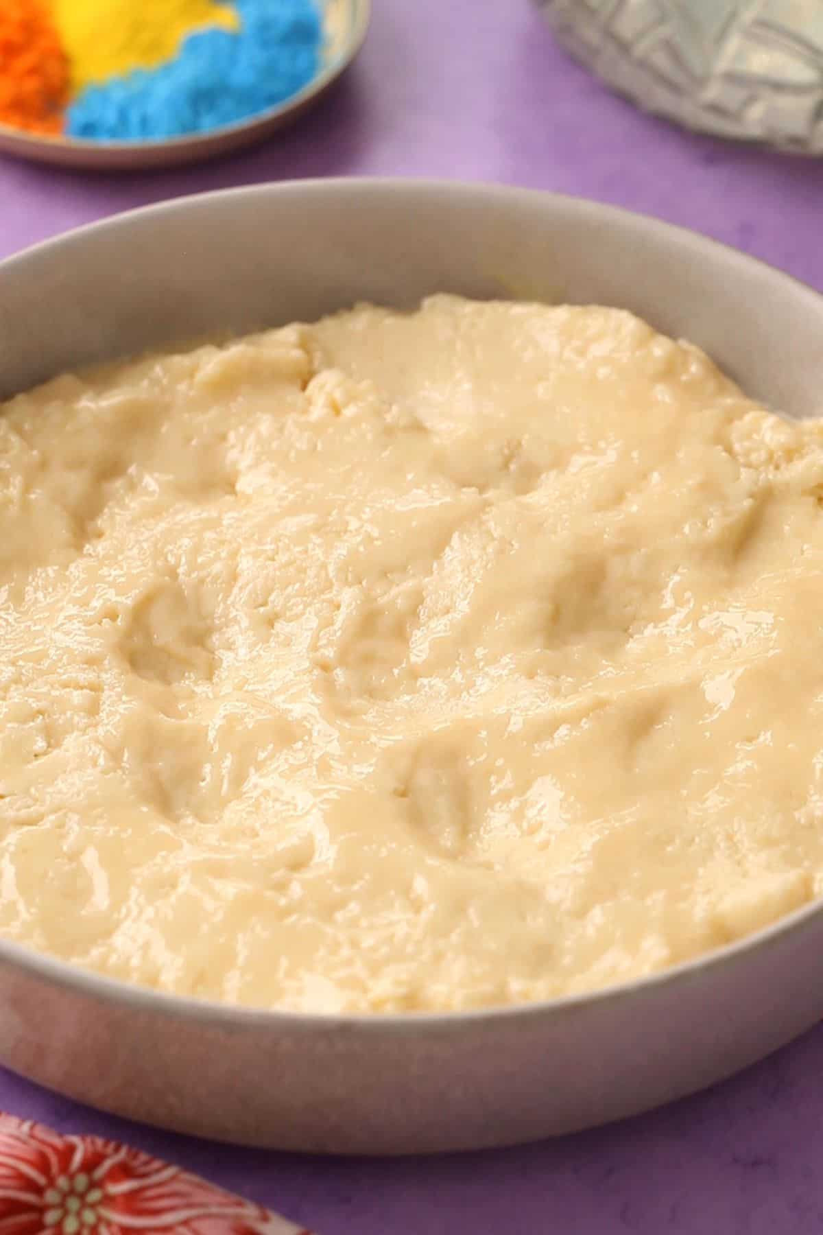 Melted white chocolate mixture. 