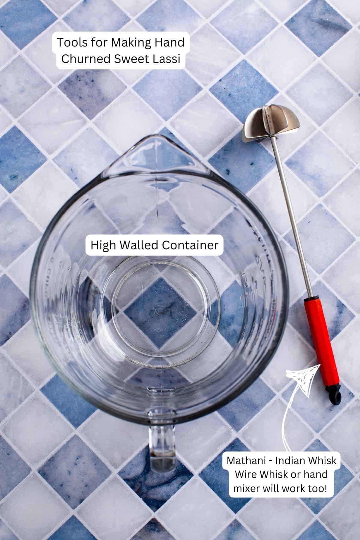 Tools needed to make sweet lassi.