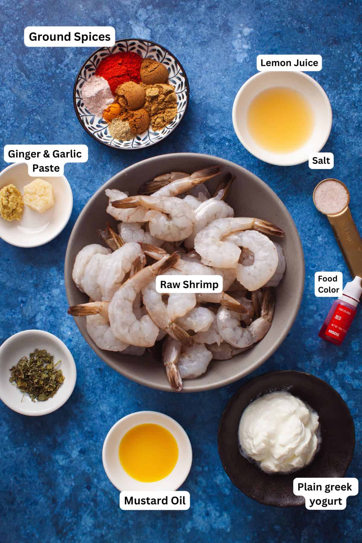 Ingredients for prawns tikka