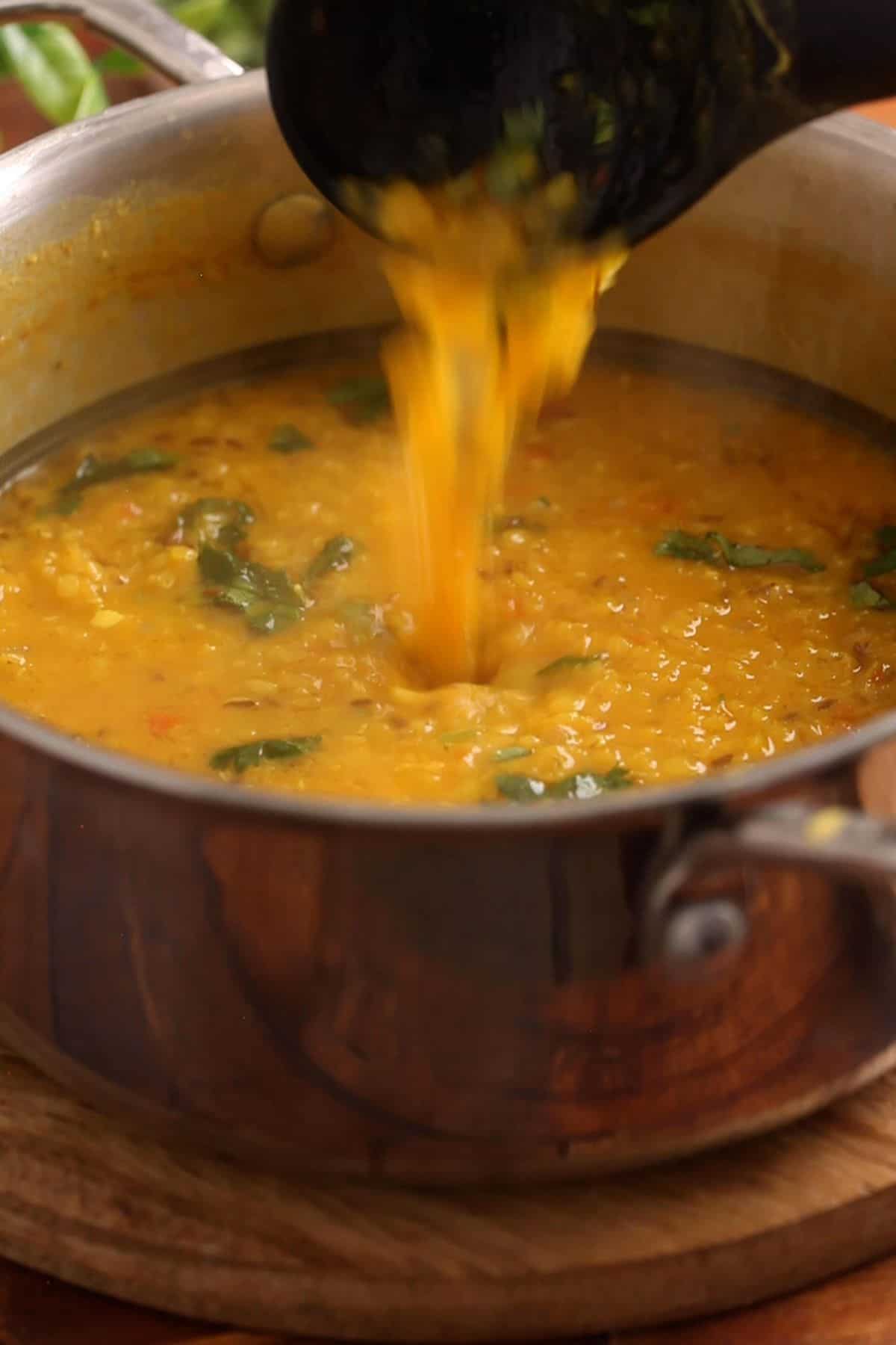 Masoor dal is sready to be served.