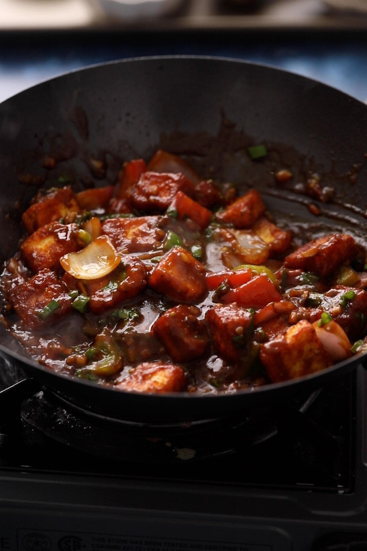 Chilli Paneer is ready to serve.