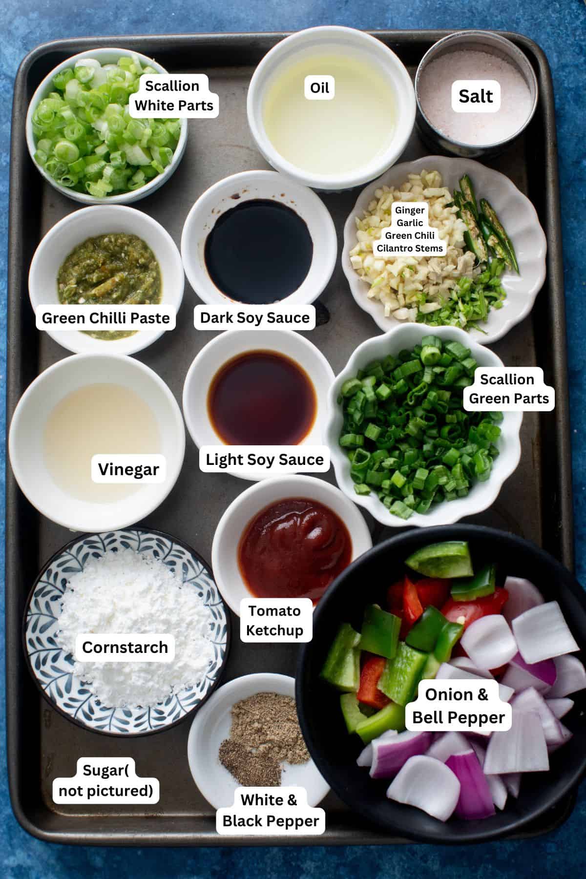 Ingredients for chilli sauce.