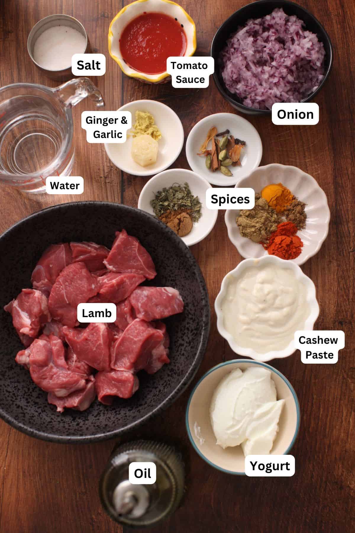 Ingredients Needed To Make Lamb Korma.
