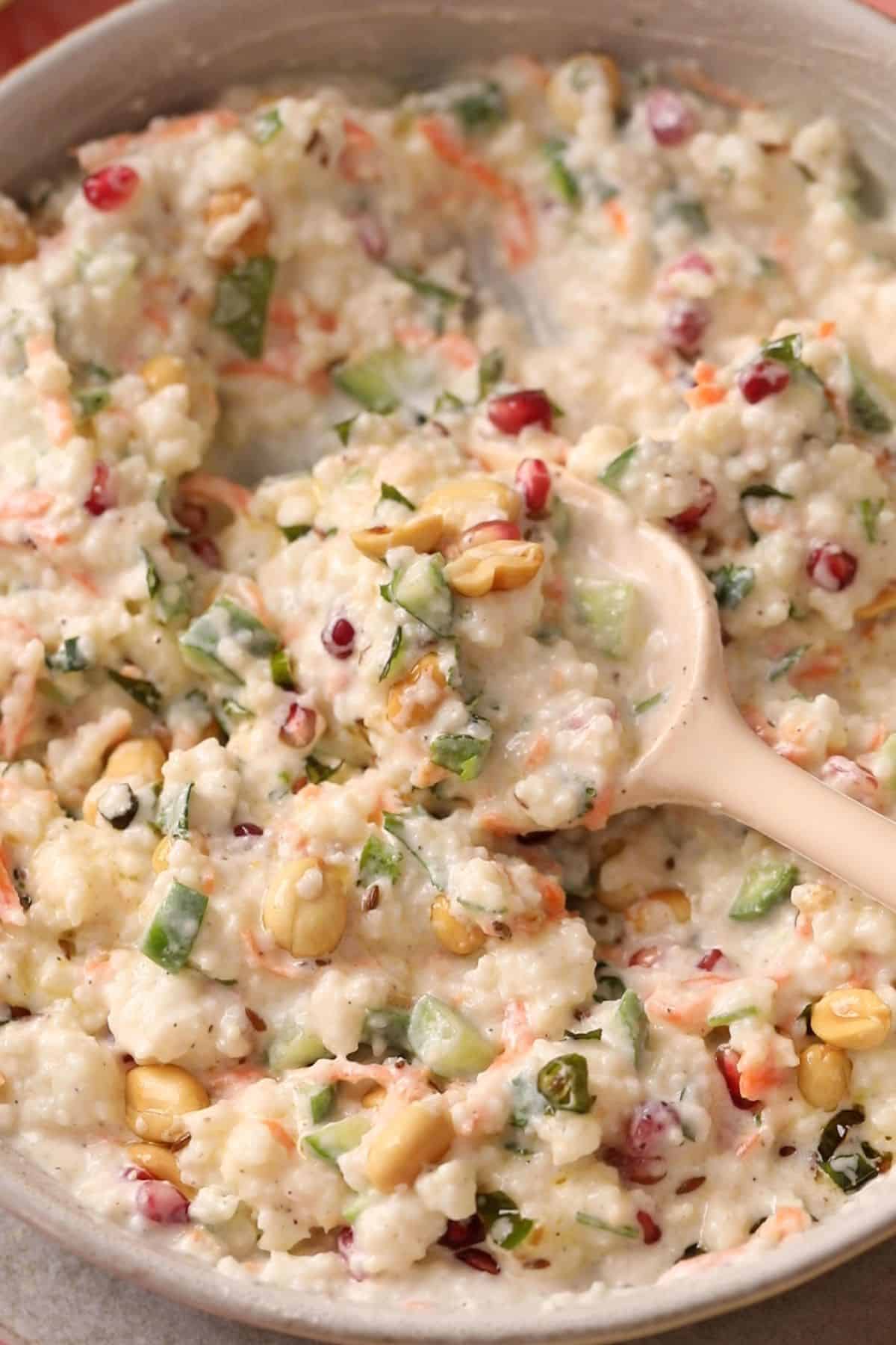 Curd rice with milllets is ready to serve. 